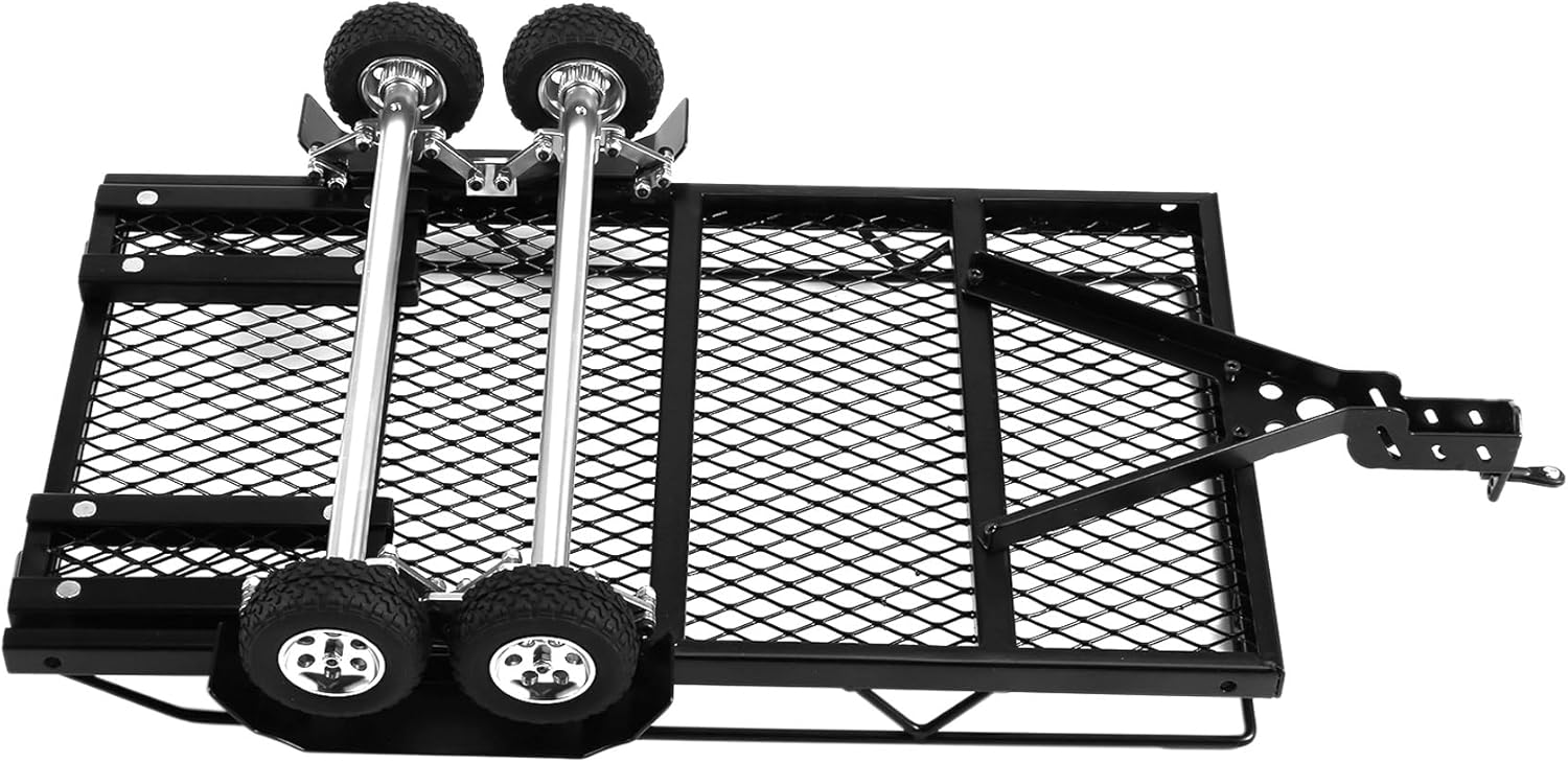 Metal Trailer for 1/18 RC Car Crawler SCX24 TRX4M