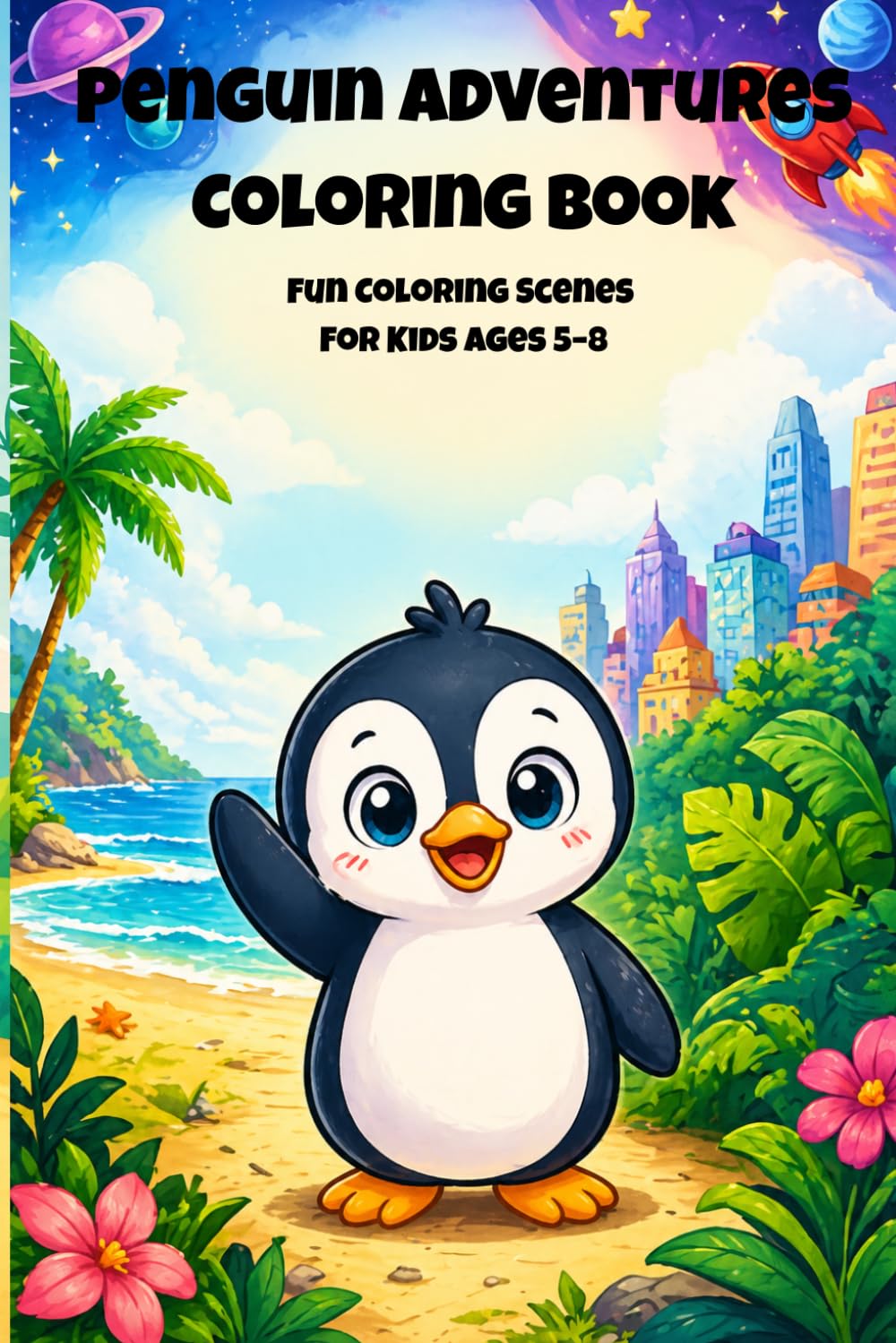 Penguin Adventures Coloring Book: 30 Fun and Easy Coloring Pages for Kids Ages 5–8