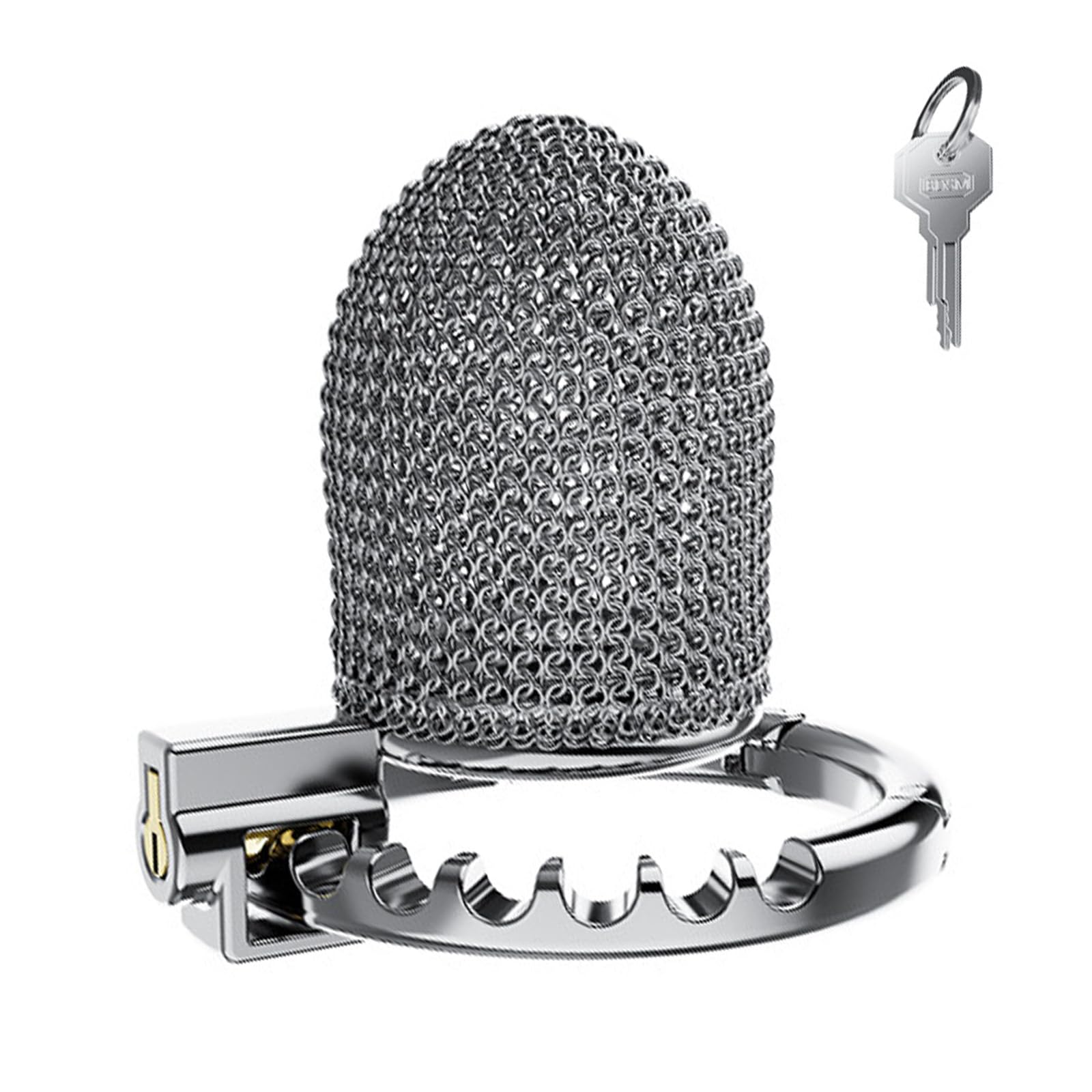 BDSMYEE Gabbia per pene regolabile in metallo, Gabbia di castità in cotta di maglia, Gabbia di castità maschile, Cintura di castità per uomini, Gabbia di castità, Gabbia per pene (Corto)