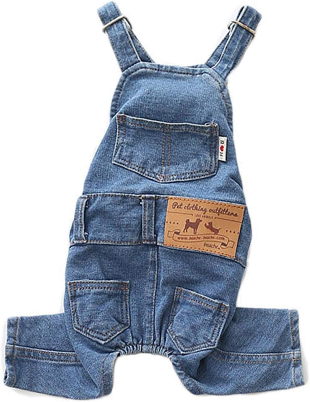 PetBoBo Dog Clothes Costumes, Pet Jean Overalls Clothes Pet Fashion Pants 5 Sizes Optional (L)