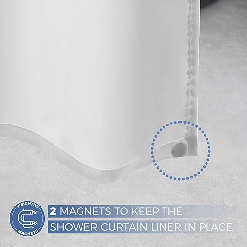 Miniatura 10 de downluxe Forro de cortina de ducha de tela impermeable, forro de ducha de tela suave con 3 imanes, cortinas de ducha para baño, lavable a máquina y