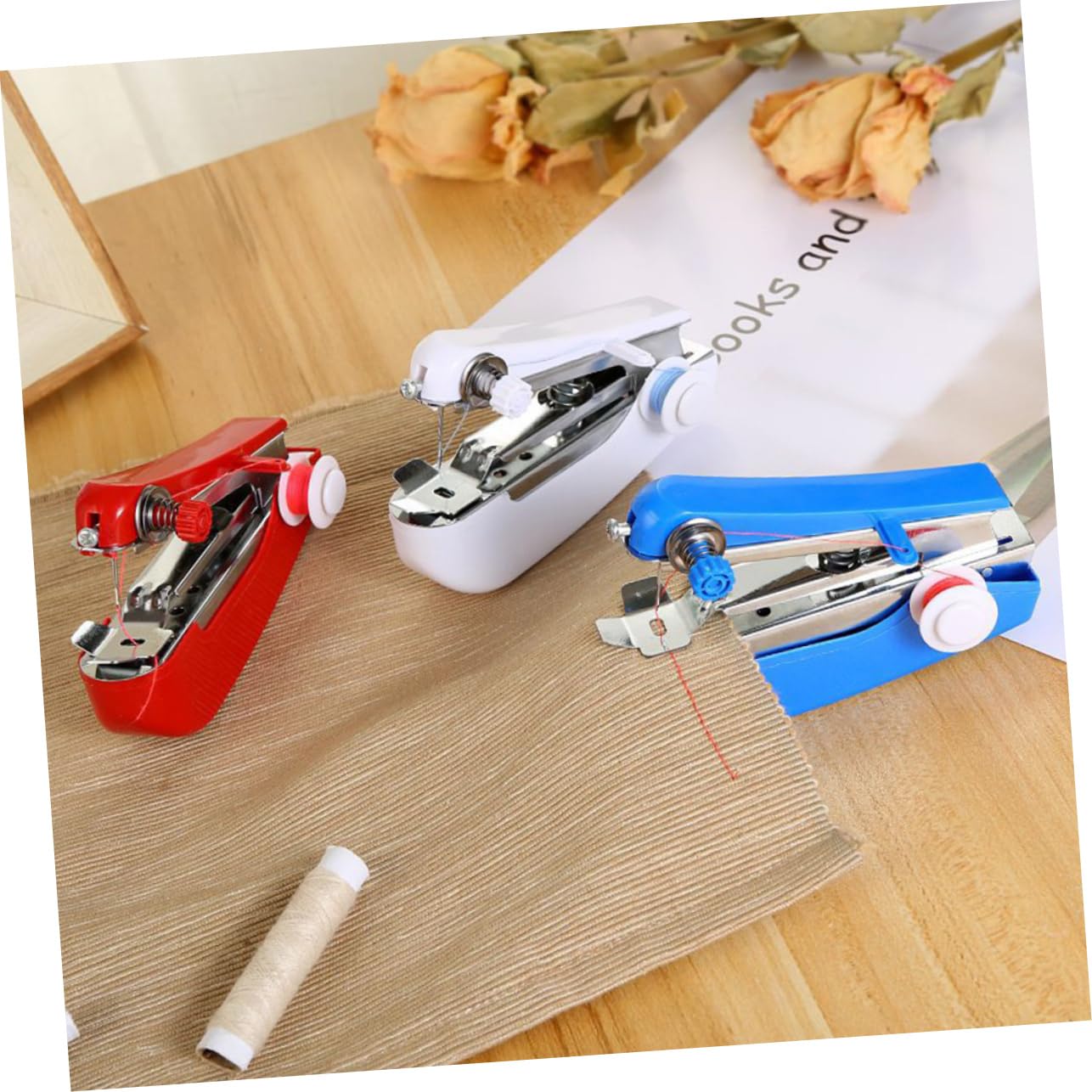 ARTSEWPLY 3Pcs Mini Handheld Sewing Machine Portable Lightweight Cordless Design for Quick Repairs for Fabrics Clothing Curtains and Travel Use