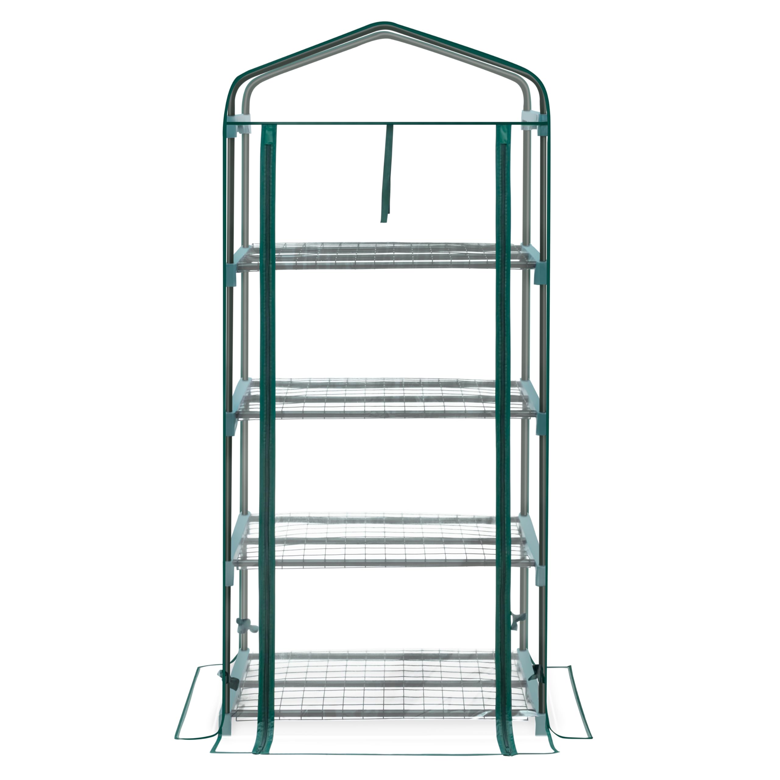 KANWOD KGAGH-1550 - Serra da Giardino con 4 Ripiani, con Porta Arrotolabile, Trasparente, Stabile e Facile da Montare, Serra per Piante da Esterno per Balcone, Terrazza e Giardino, 158 x 68 x 50 cm