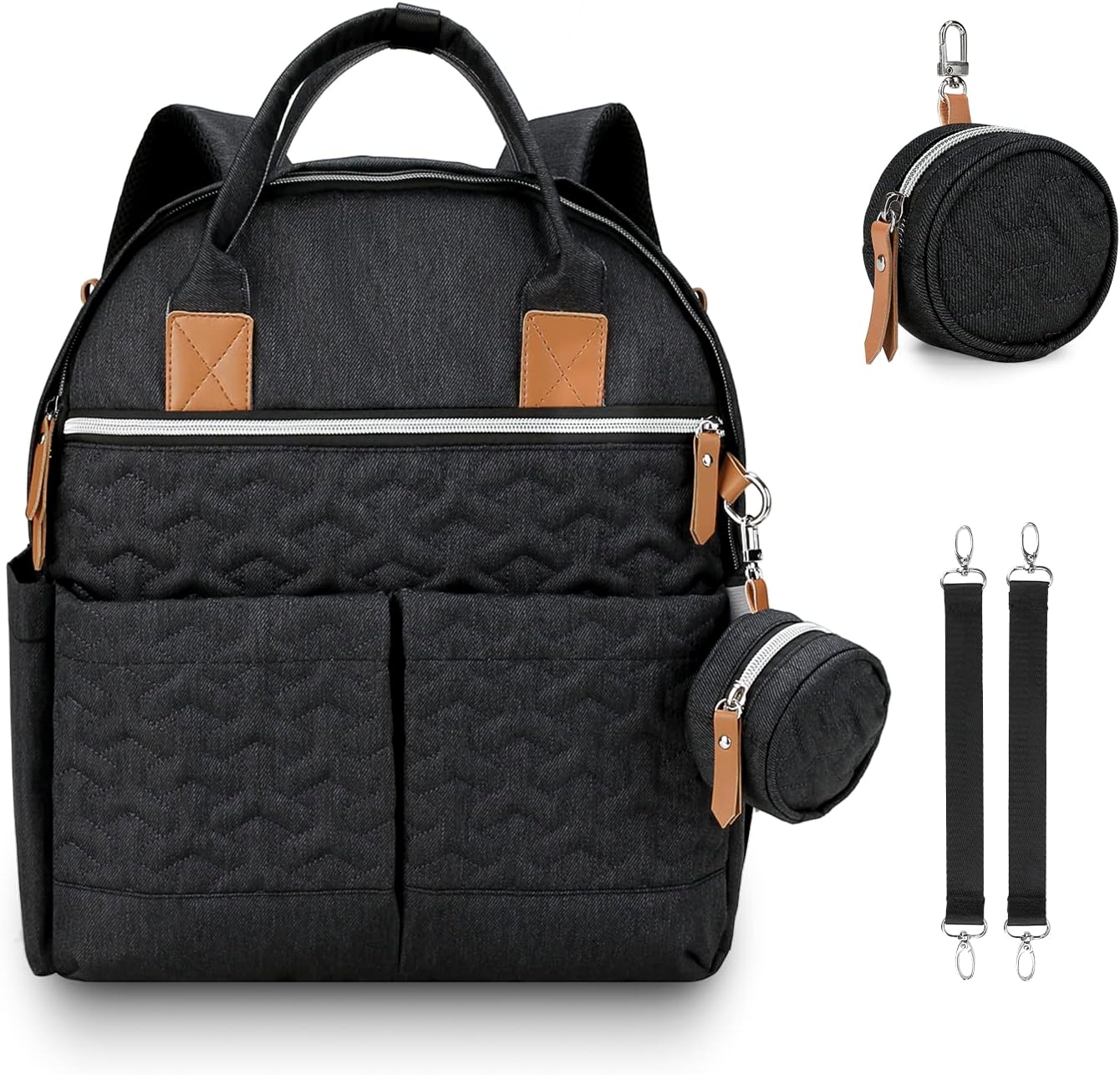 Lmbabter Diaper Bag Backpack with Pacifier Holder Smart Mommy Bag Stroller Organizer with Insulated Pocket&Stroller Strap