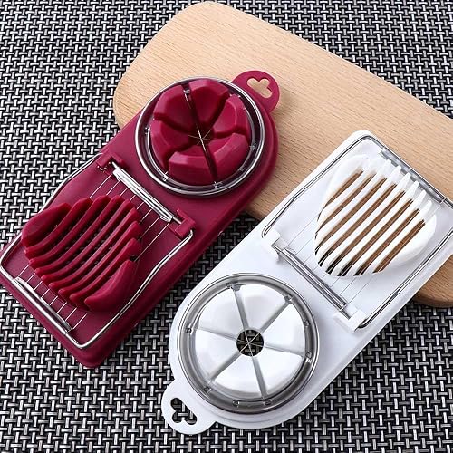 Miniatura 7 de 2 piezas de cortador de huevos duros para huevos duros, cortador de huevos hervidos multiusos, cortador de fresas para alimentos, verduras, frutas,