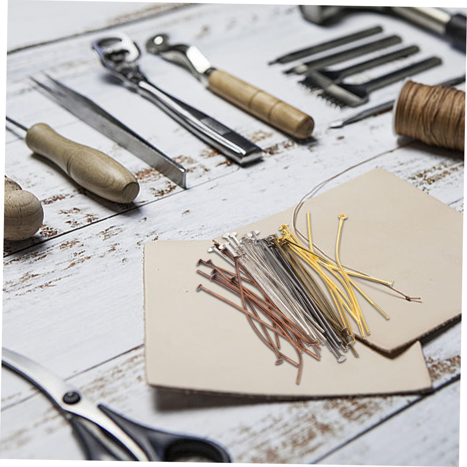 BEBEMOKO Sturdy Metal Jewelry Making Pins 600pcs Beading Head Pins for DIY Projects Earring Making