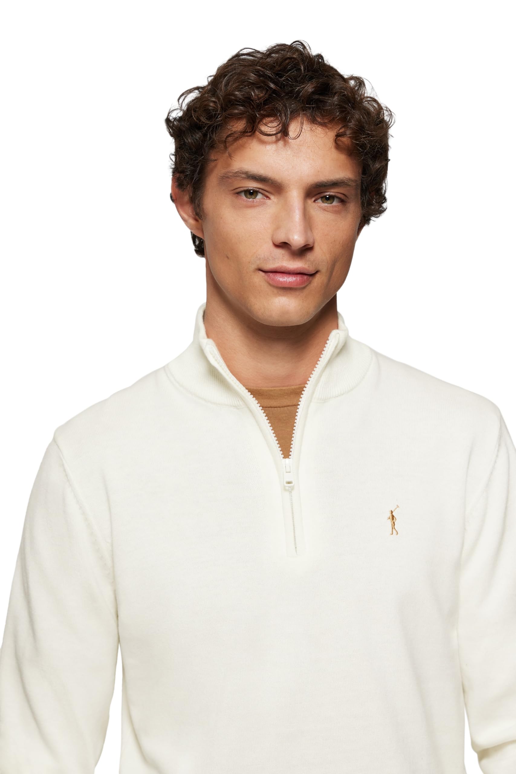 Polo Club Maglione Uomo Maniche Lunghe Maglioni con Cerniera sul Collo Pullover 100% Cotone