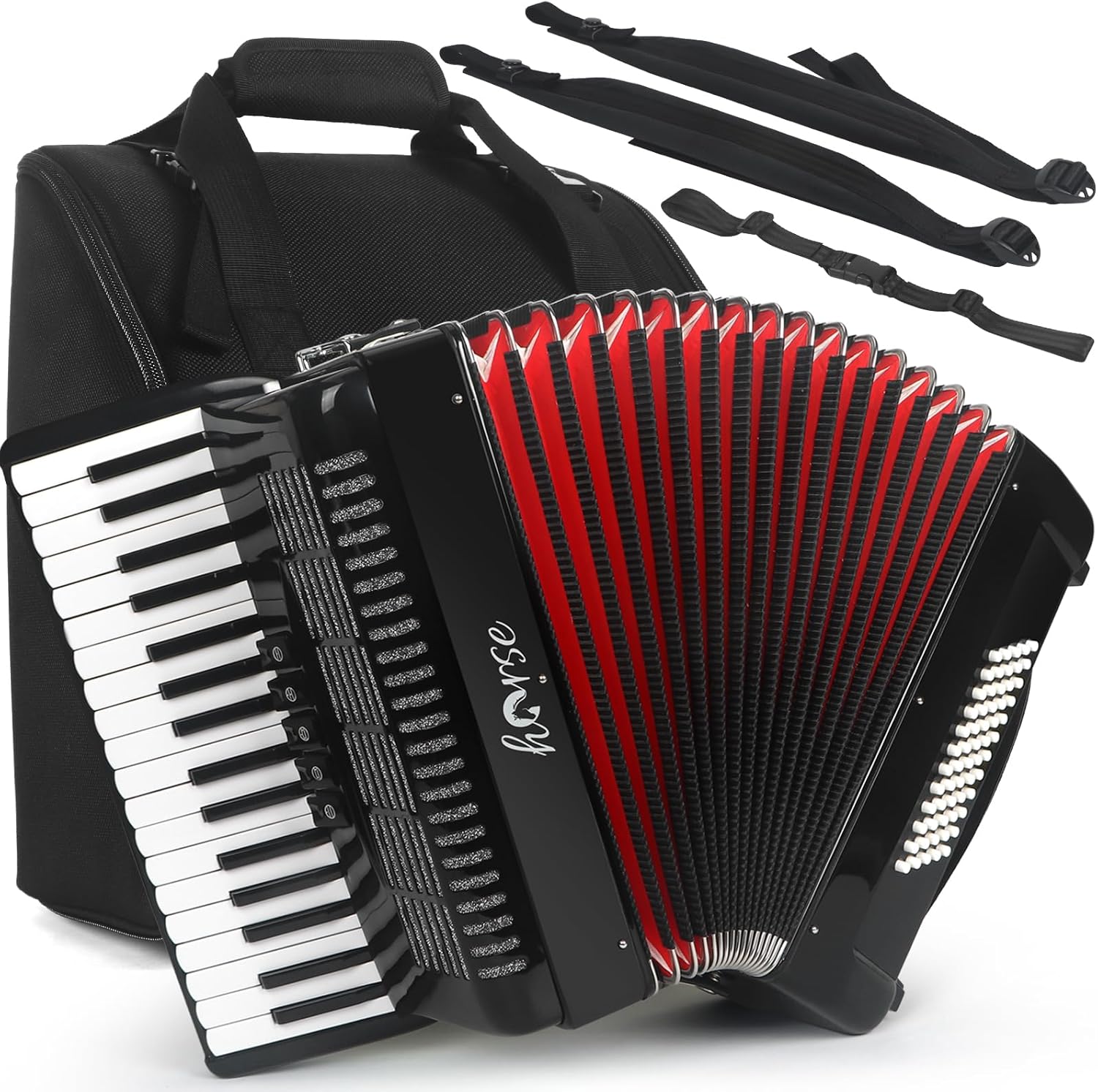 Amazon.com: Horse Accordion, 34 Key 60 Bass Keyboard Accordions for ...