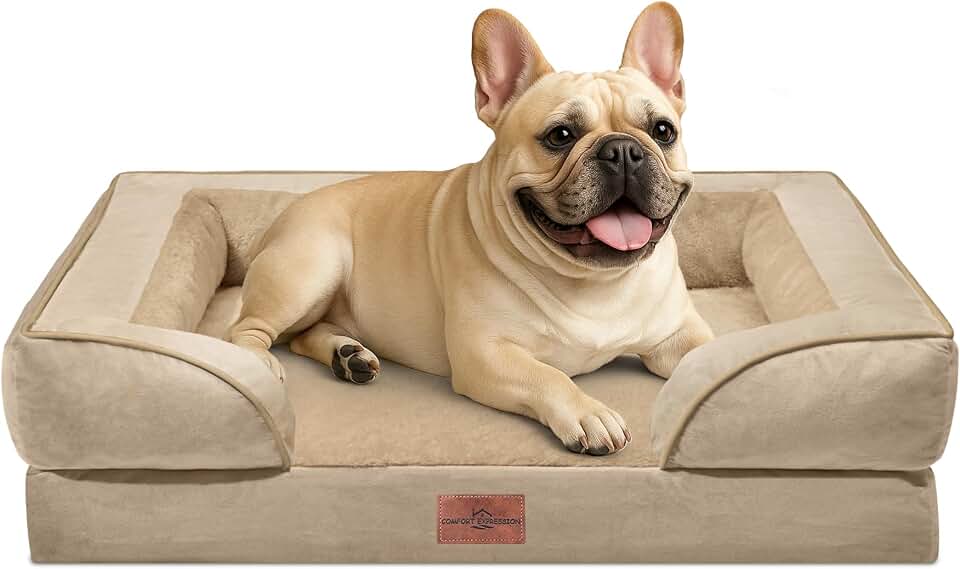 Cama Ortopédica para Cães Médios Comfort Expression, 76x50cm, Espuma Ovo, Impermeável, Marrom Claro