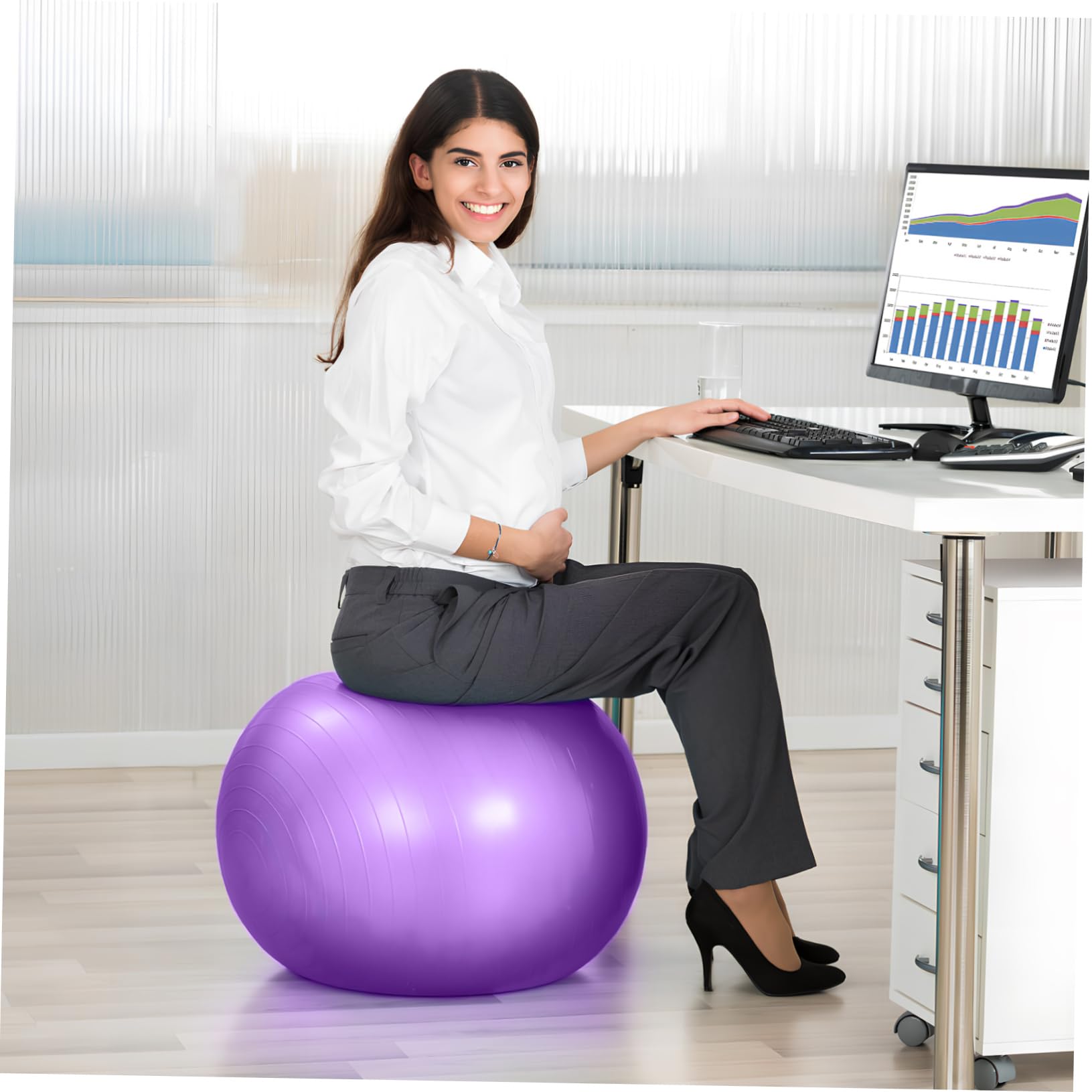 TOYANDONA Pelota de Yoga de Ejercicio Pelota de Estabilidad para Pilates Equipo de Gimnasio con Inflador para Entrenamiento Casa