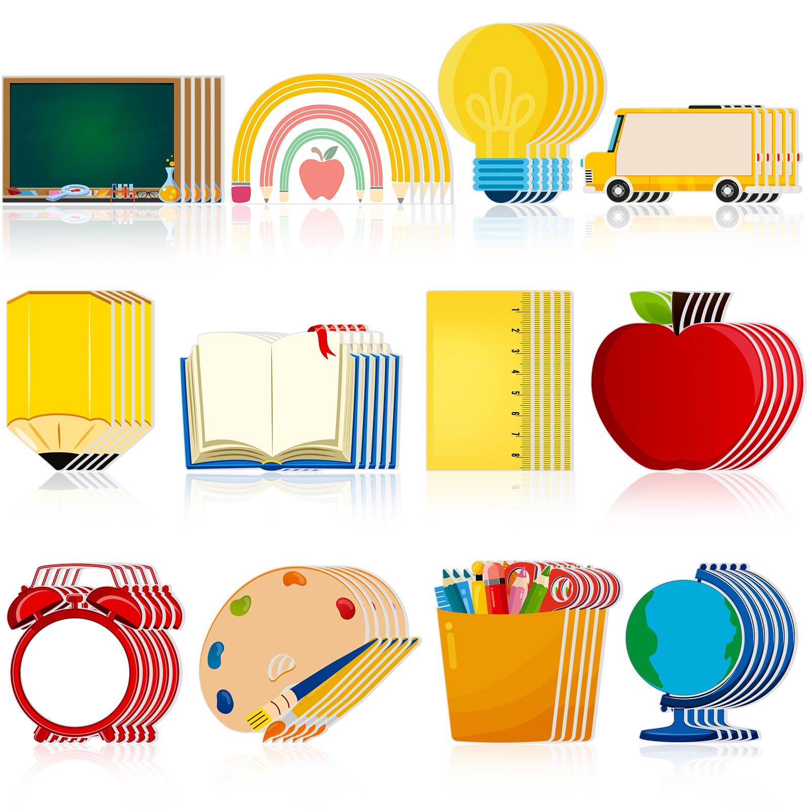 Zhanmai 1200 Pcs Back to School Sticky Notes Bulks School Notepads Pencil Ruler Book Blackboard Shaped Self-Adhesive Writing Memo Pad Office Home