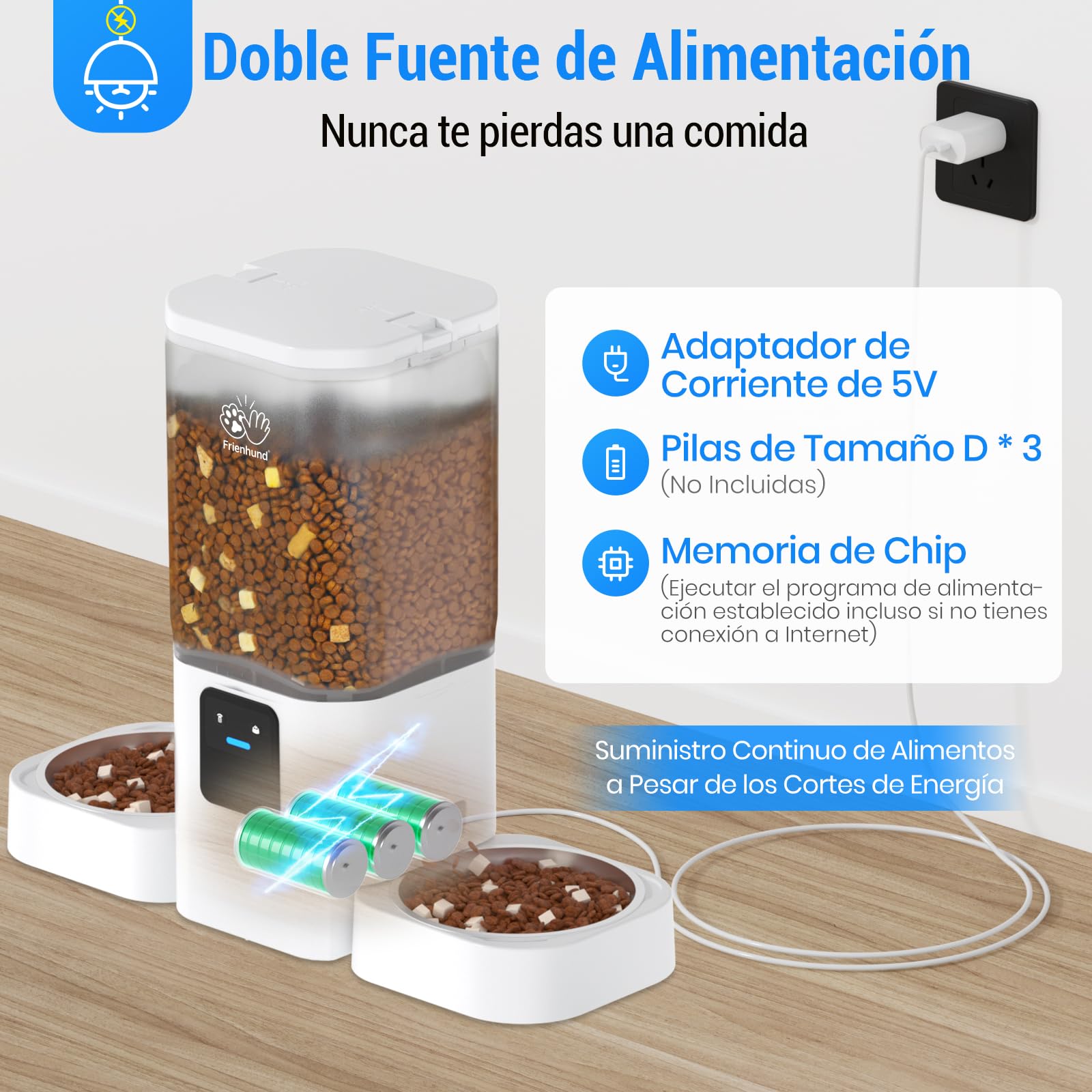 Doble Comedero Gato Automatico Wifi: 7L Dispensador Comida Gatos con Alimentación Lenta y Control por Aplicación, Comedero Perro Automatico con Alexa para Varias Mascotas, Desmontable para su limpieza