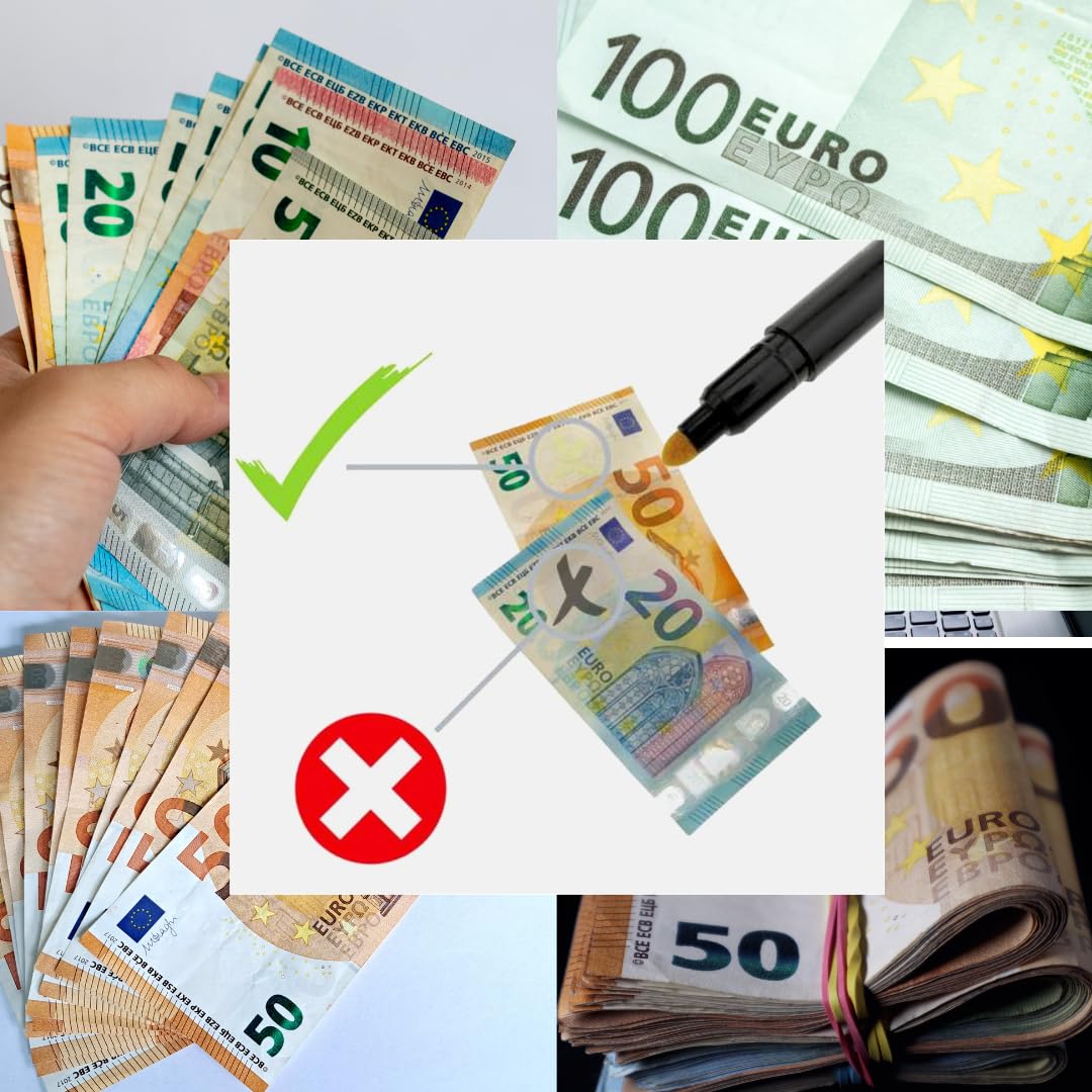 Générique stylo faux billets euros 2025 - Pack de 3 | Détection Immédiate faux billet banque Commerçant, Café, Restaurant | Euro Dollar