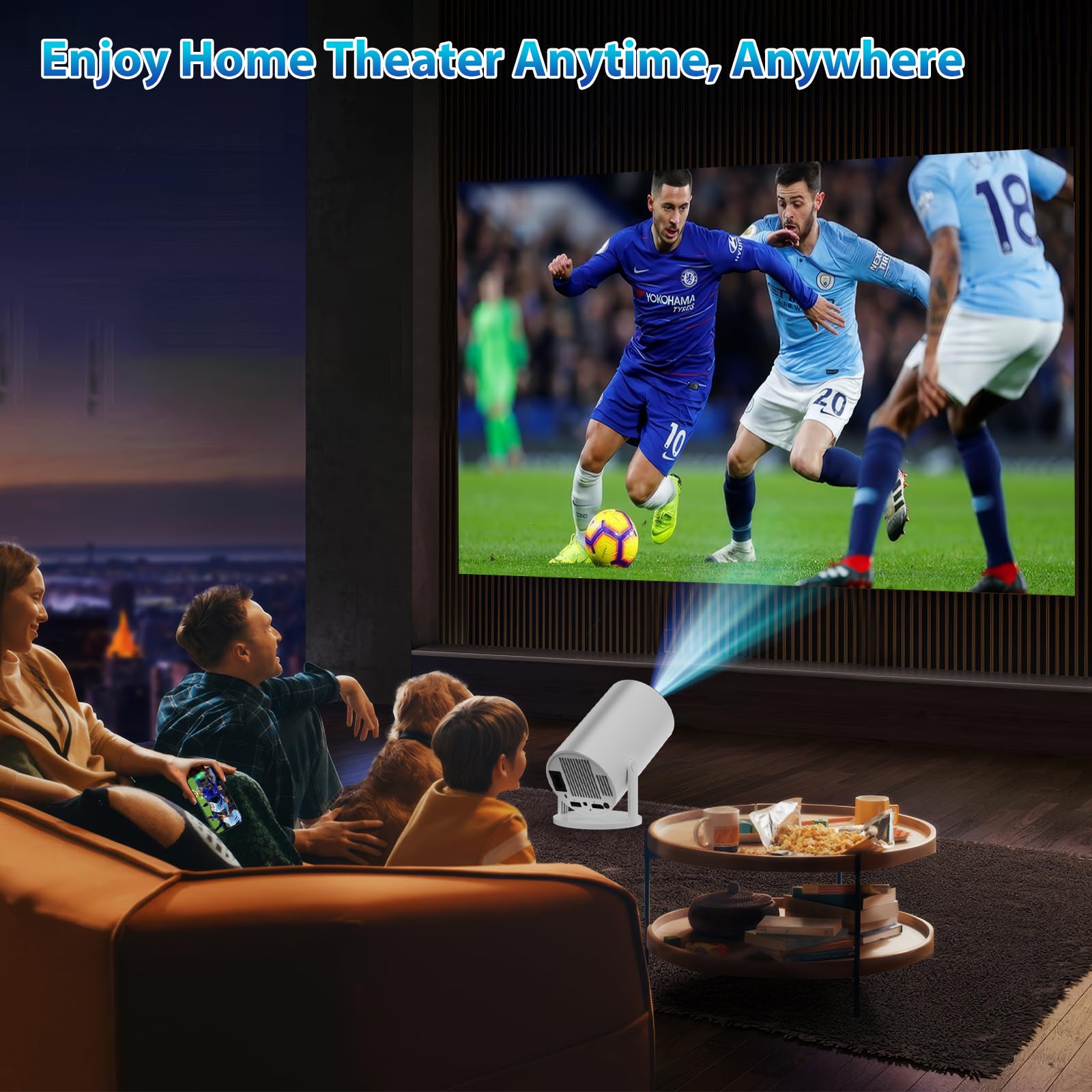 [App Integrada] Mini Proyector 2026 Upgraded Proyector Portátil, Dual Control con Ratón WiFi 6 BT5.2 180° Rotation Compatible con HDMI/TV Stick/USB/Laptop, con Ratón, Blanco