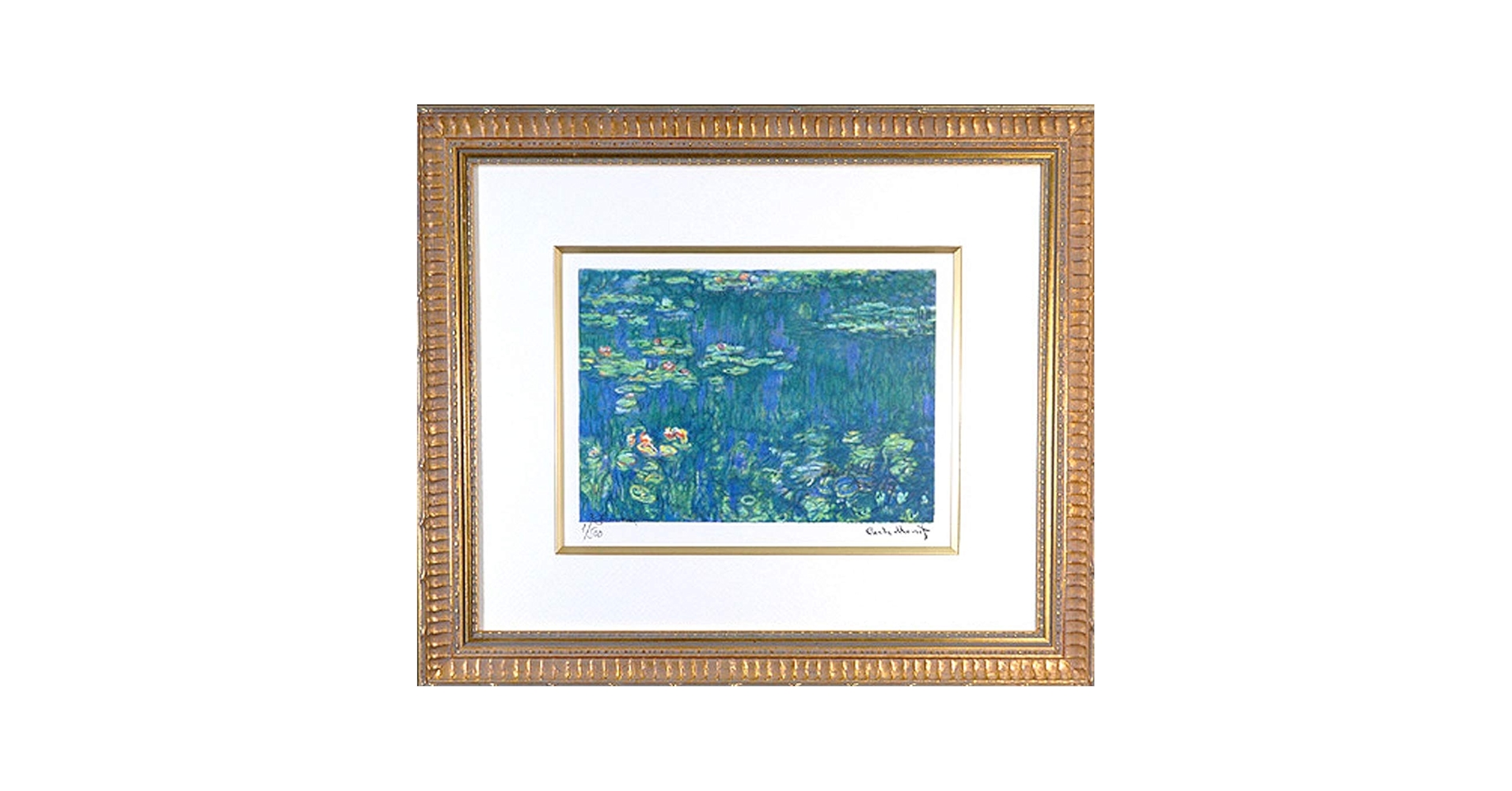 Amazon.co.jp: 絵画 版画 モネ 額付き 『睡蓮2』 リトグラフ