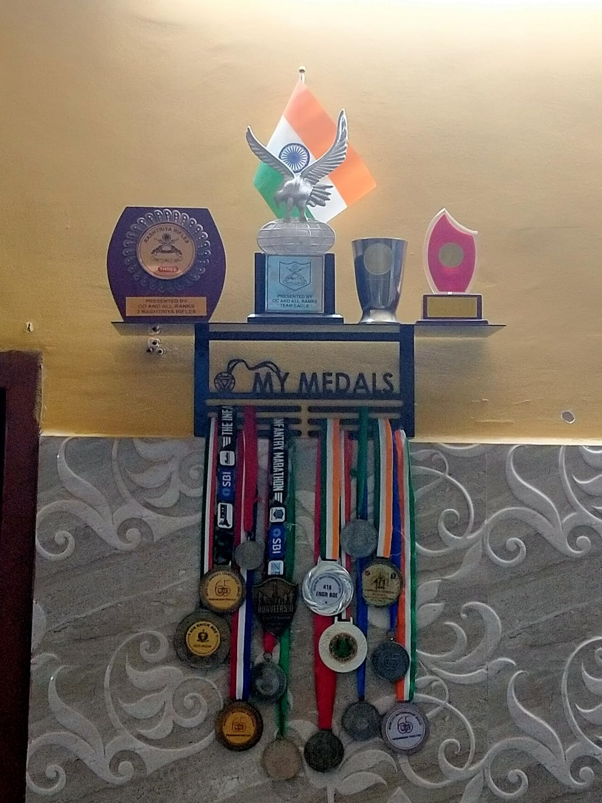 Glory Trophy Rack with Medal Hanger - My Medals – Holds Up to 8 ...