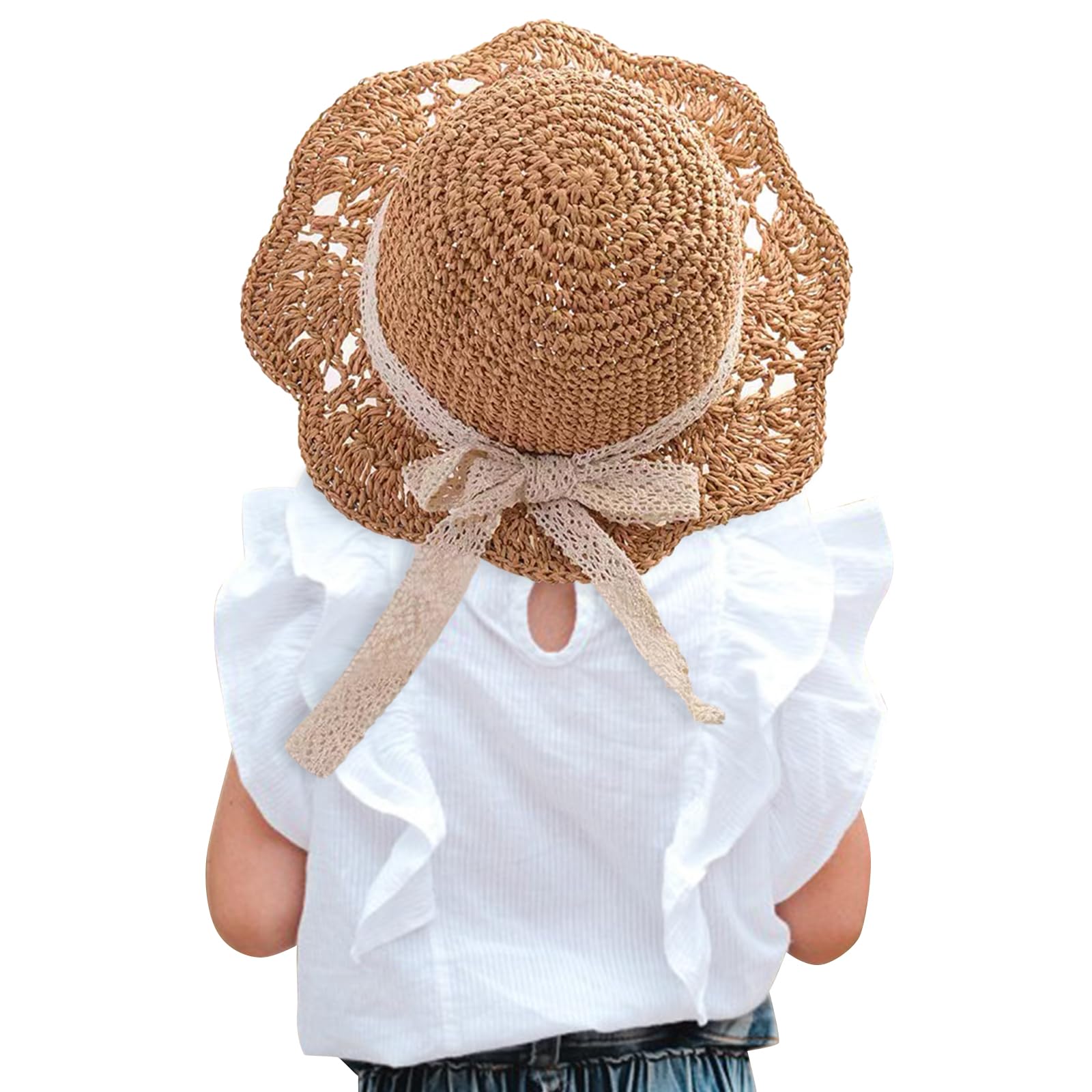 Winmany Sombrero Paja para Bebé Niña Gorra Verano con Lazo Plegable Sombreros Protección Solar para La Playa 2 a 6 Años