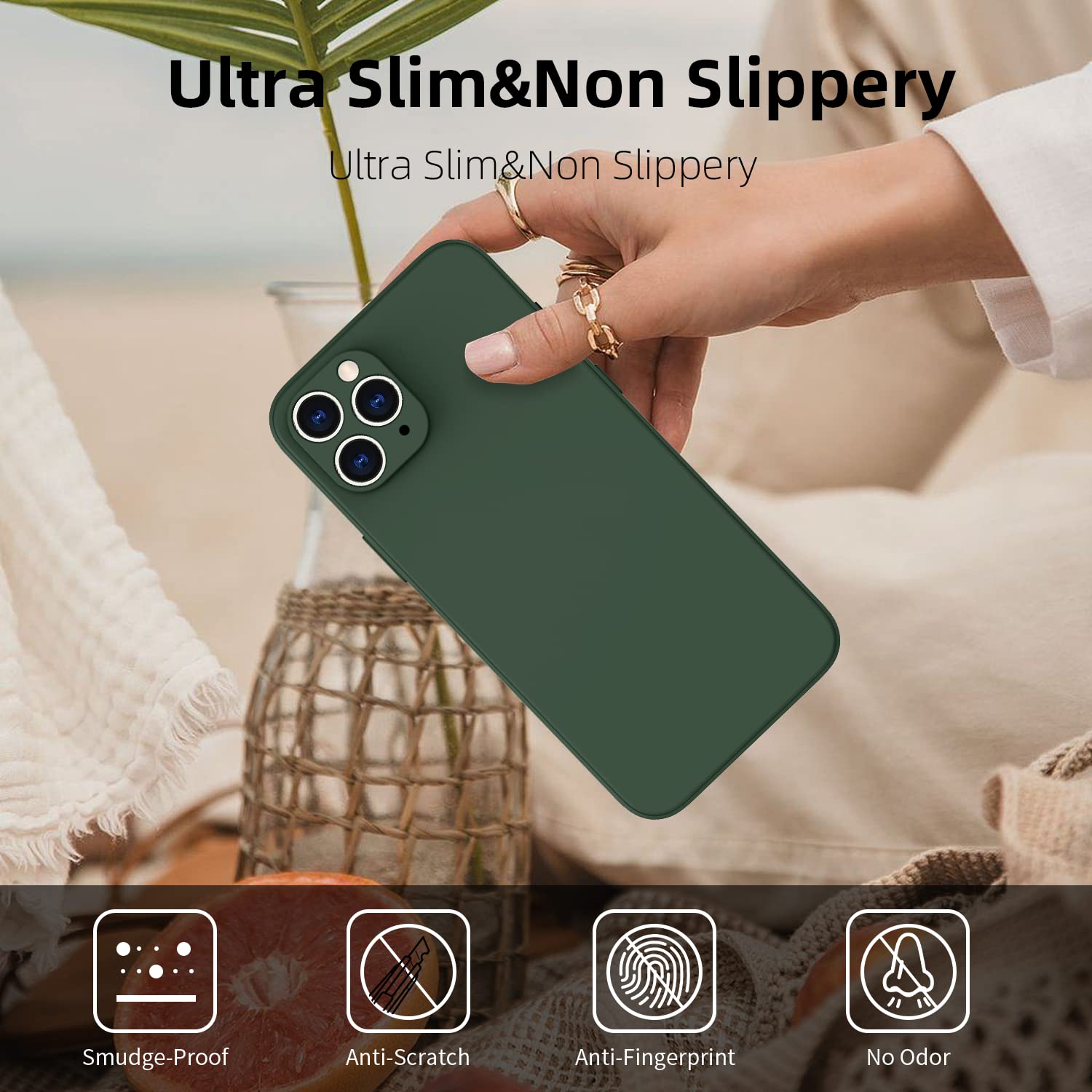 Custodia Silicone Per IPhone 11 Pro Max, Ultra Sottile Con Microfibra, Verde Matcha, Antigraffio