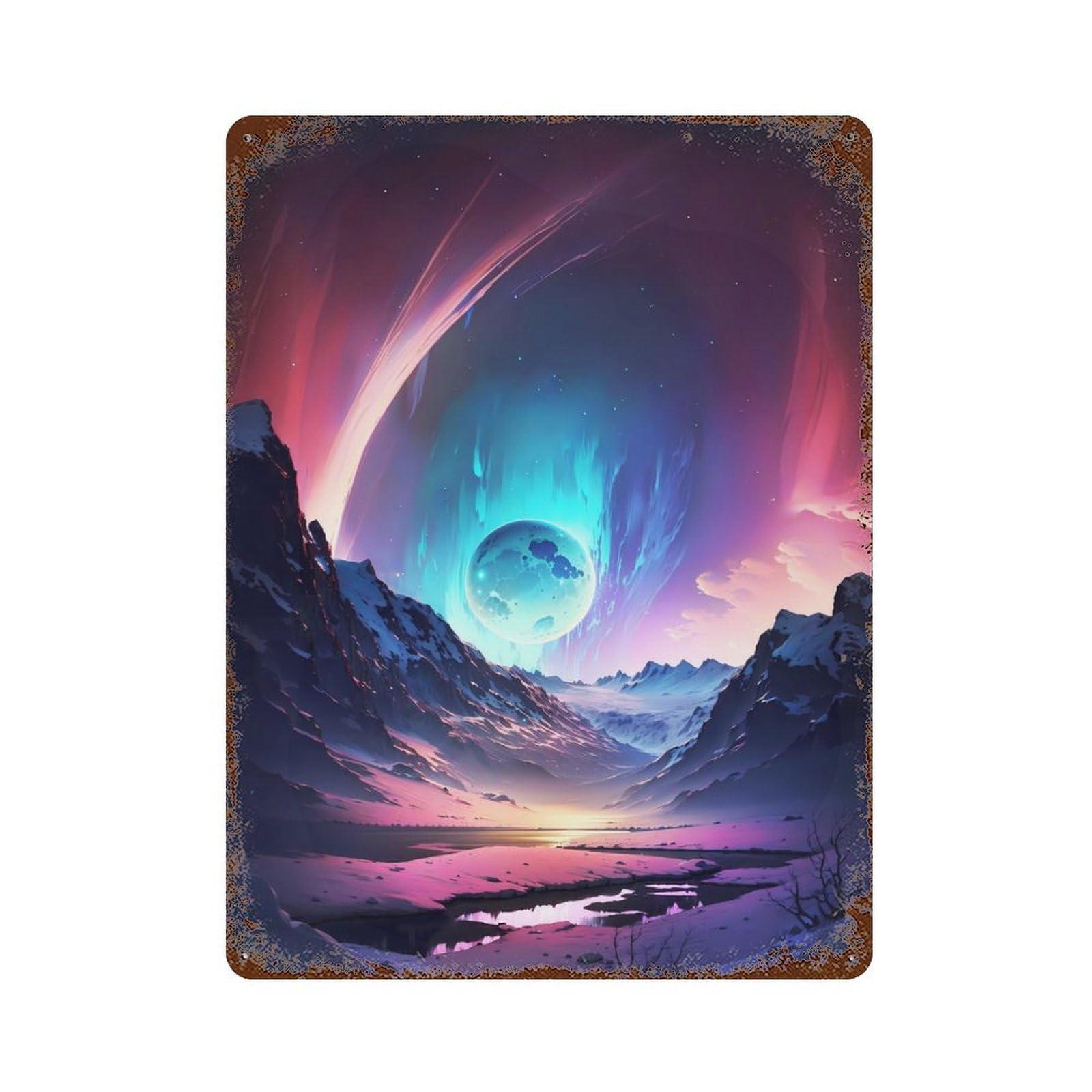 Planet Mountain Trek Vintage Metal Tin Sign 15.7"x11.8", Farmhouse Wall Decor for Living Room, Hallway And Home Decor