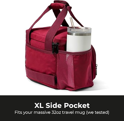 Miniatura 9 de Lonchera aislada para mujer, lonchera a prueba de fugas de 8L para el trabajo, se adapta a una comida completa o 6 latas (borgoña)