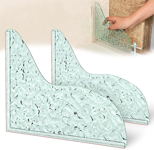 Honitra Protector de salpicaduras de agua de ducha iridiscente, protector de agua de esquina, 2 piezas, protector contra salpicaduras para bañera,