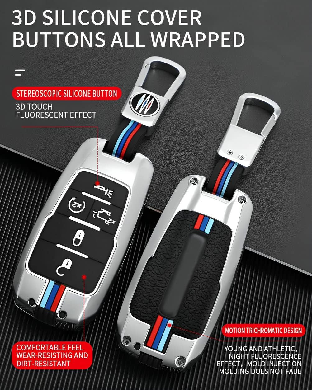 for Ram Key Fob Cover for 2019-2026 Dodge Ram 1500 limited Trx 2500 3500 Metal Remote Control Case Protector