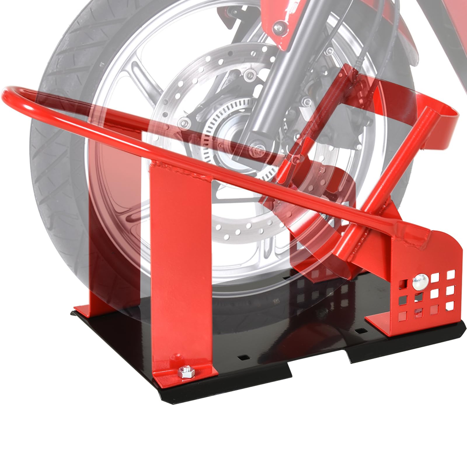 Homcom Motorcycle Wheel Chock Aa0-073, 450Kg, Fits 8-15.5 Cm Wheels, Powder-Coated Metal, Floor/Truck & Trailer Mountable 5056399109164