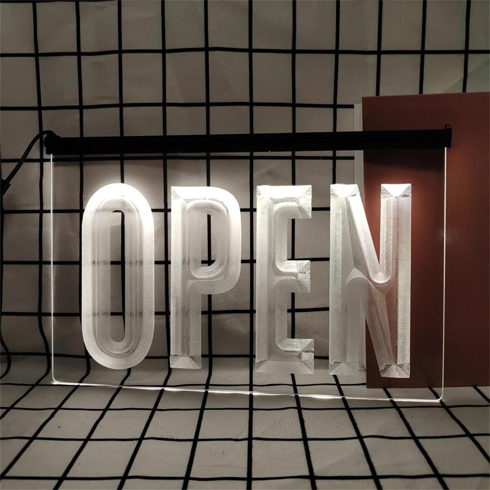Open Neonowy szyld do dekoracji ścian – ściemniane neonowe lampy LED z zasilaniem USB, idealne do barów, salonów fryzjerskich, na imprezy, do restauracji i gabinetów masażu,White,30x20cm