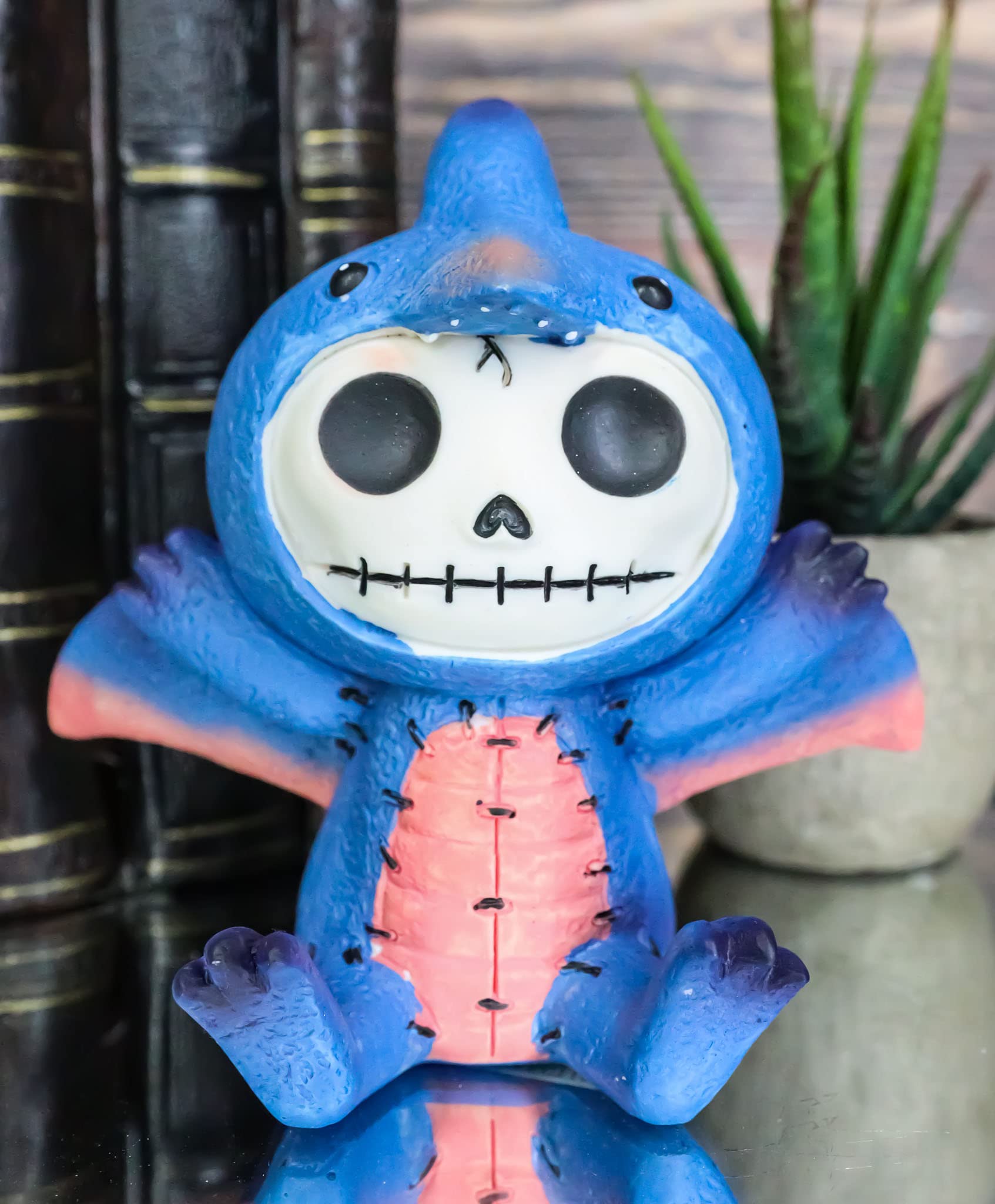 Ebros Larger Edition Furry Bones Blue Skylight Pterry The Pterodactyl Flying Dinosaur Bird Skeleton Monster Sit Up Figurine 4.25" Tall Furrybones Collectible Sculpture