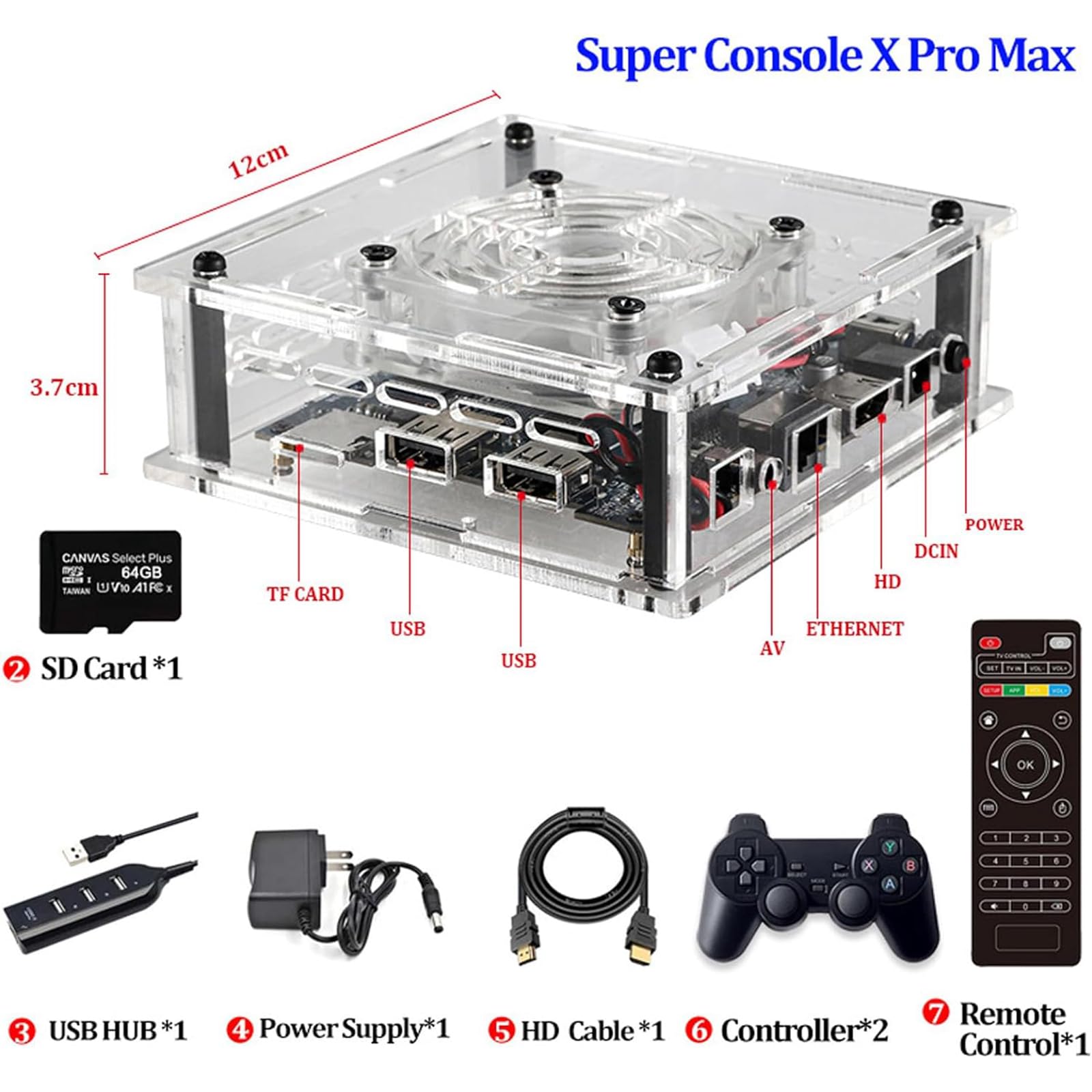 NGARY Super Console X PRO Plus, Console per Giochi retrò da 256 GB, Oltre 117.000 Giochi Integrati con 2 Controller Wireless, Compatibile con PS1/PSP/MAME, per TV 4K HD/Uscita AV