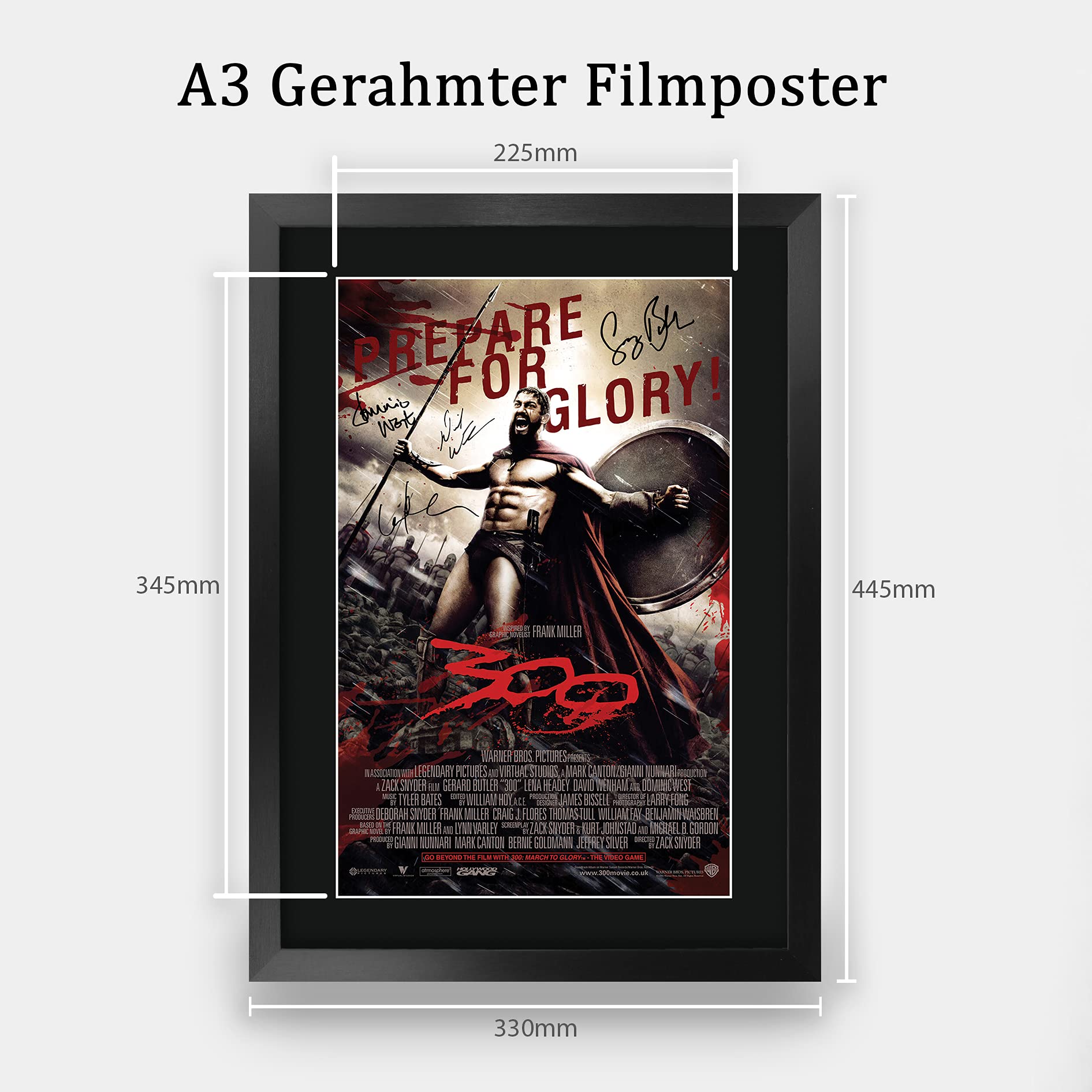 HWC Trading Gedrucktes Poster, Autogramm, A3, 300 Gerard Butler, signiert, für Film-Fans, gerahmt, A3