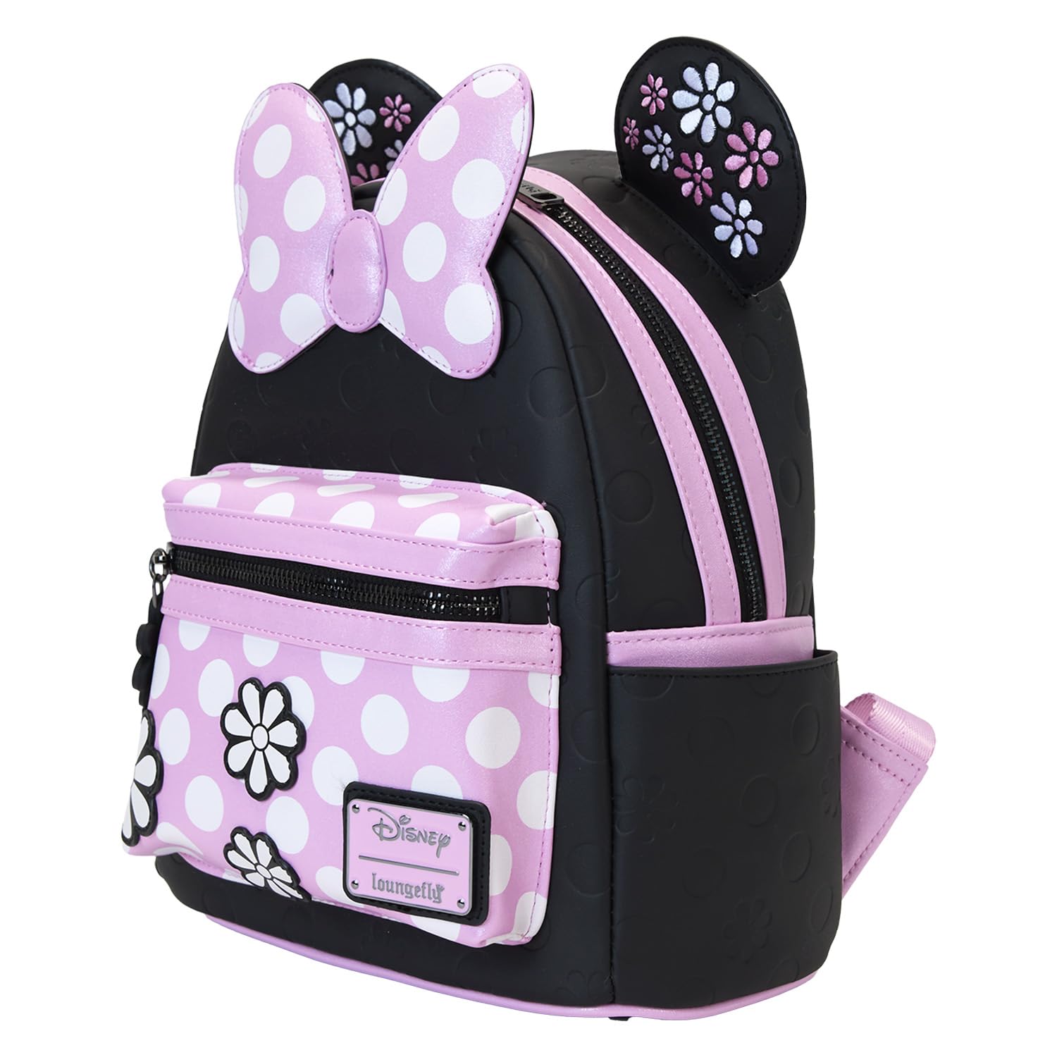 Loungefly Disney Minnie Floral Rock The Dots Embroidered Mini Backpack de Cuero Vegano - Bolso Coleccionable - Idea de Regalo - Mercancia Oficial