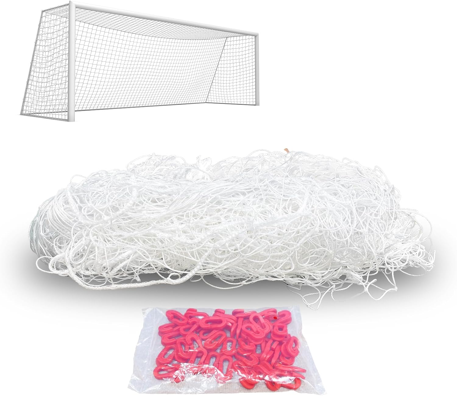 8X4X3FT Soccer Goal Net Replacement - Heavy Duty Polypropylene Football Net for All Levels, All-Weather Backyard/Park Practice, White (No Frame Included)