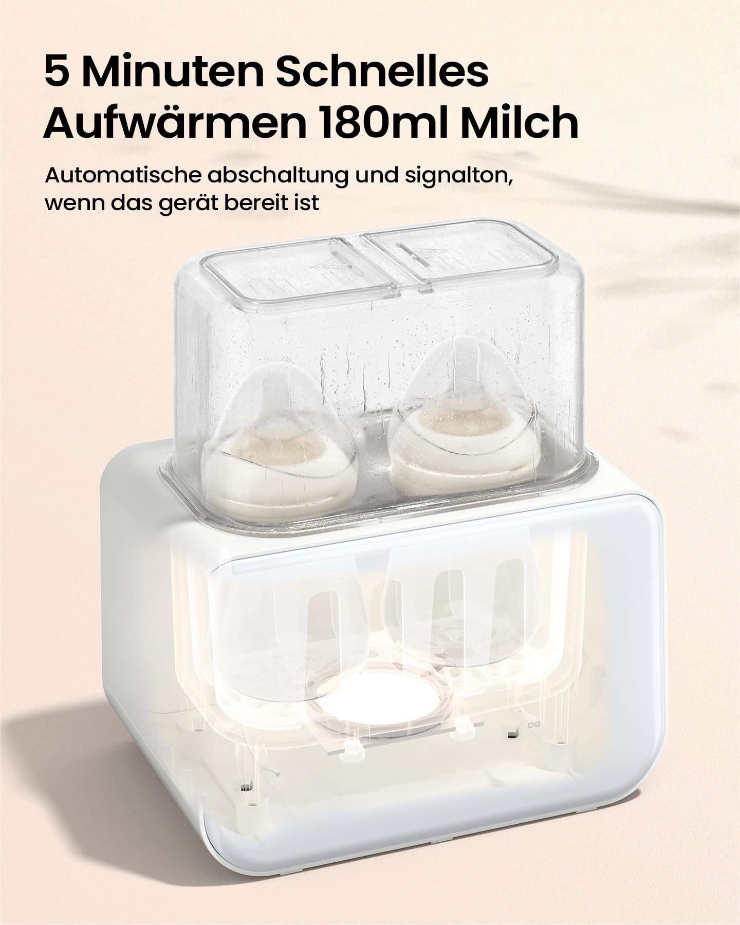 Grownsy Flaschenwärmer baby, 9-in-1 Sterilisator für Babyflaschen Fast Babynahrungsheizung & Abtauung BPA-frei, Timer, Präzise Temperaturregelung, Babykostwärmer mit LCD, Doppel-Flaschenwärmer