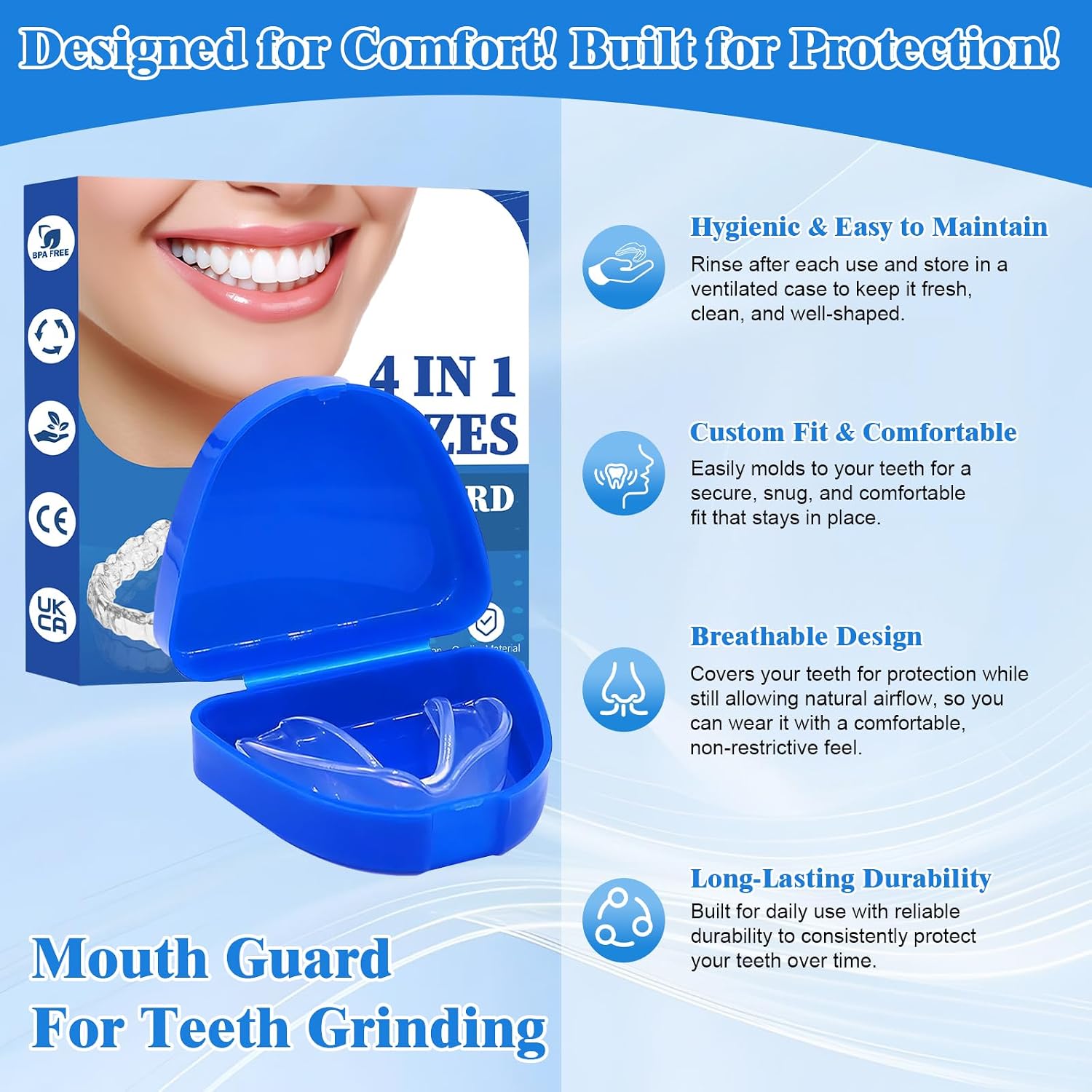 Anti Grinding Guard, Mouth Guard for Grinding Teeth At Night, Night Mouth Guards for Teeth Grinding, Teeth Grinding Mouth Guard for Sleep