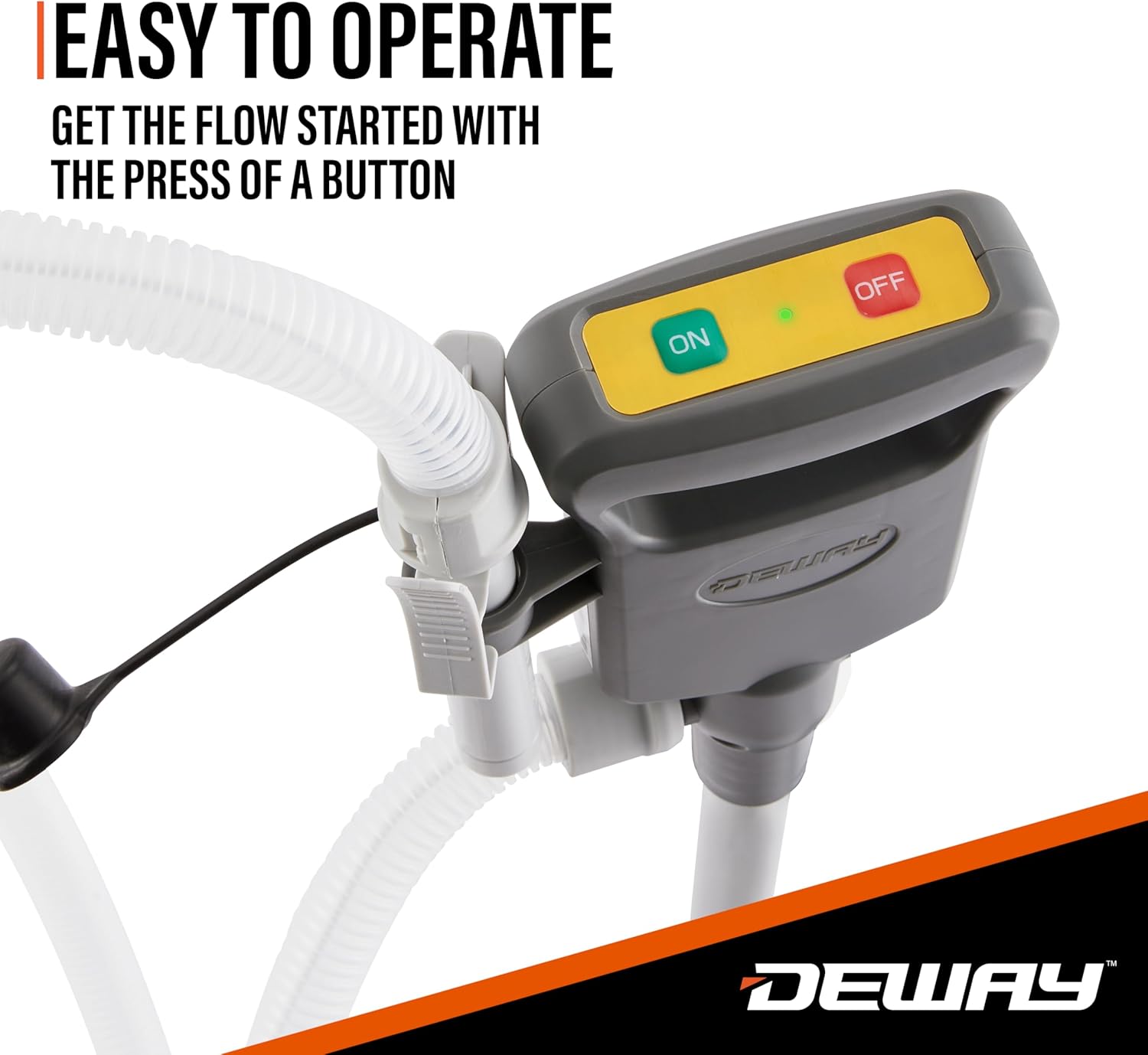 Deway Automatic Fuel Transfer Pump with Auto-Stop and Beep, Powerful AA Battery Powered with USB-C Power Option, 51" Extra Long Hose Fits All Size Cans, Portable Pump Transfers at 3.8 Gal/Minute