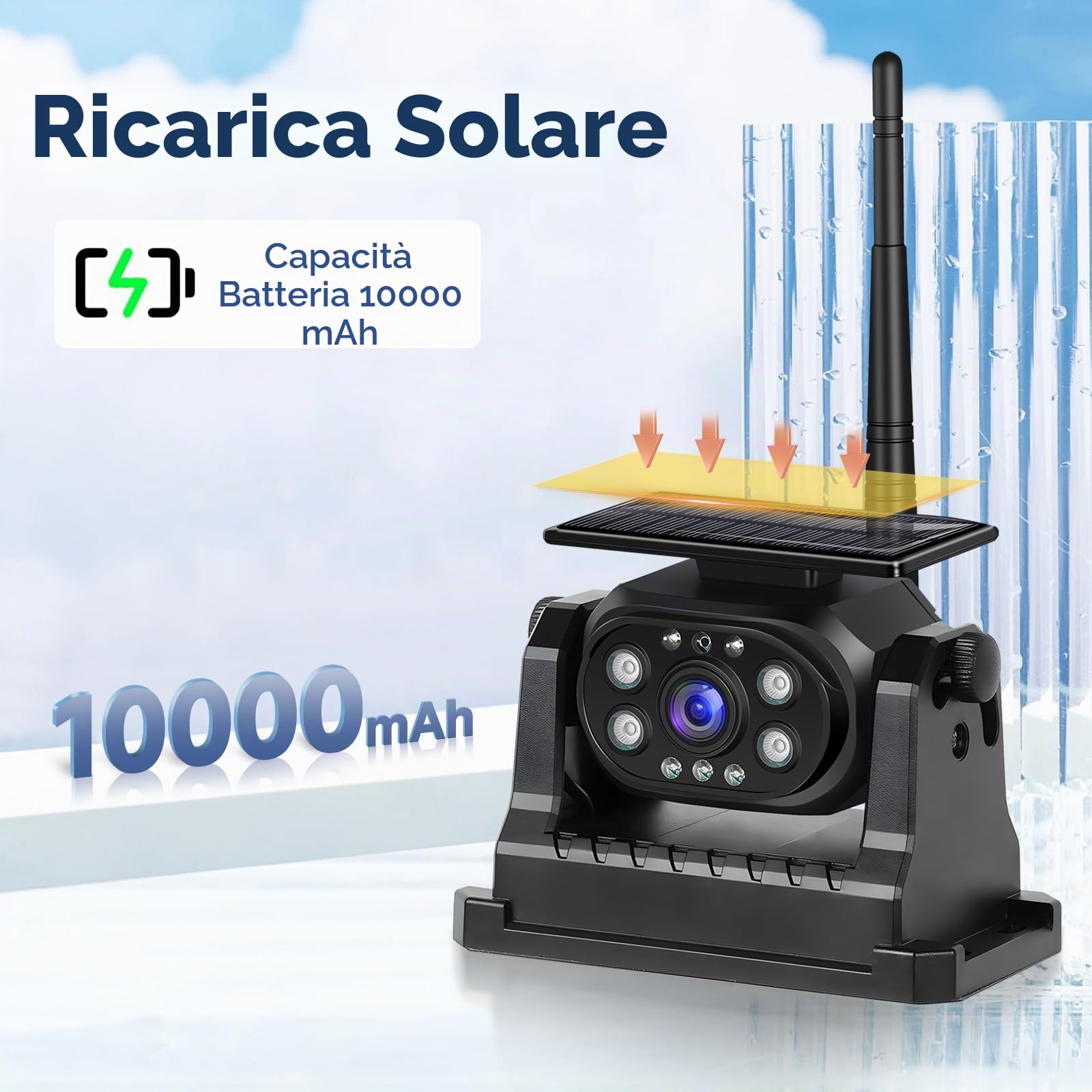 Podofo Telecamera posteriore senza fili WiFi stabile, telecamera di retromarcia 1080P con impermeabile, ricarica solare, base magnetica, aiuto alla retromarcia per camion/rimorchi/RV