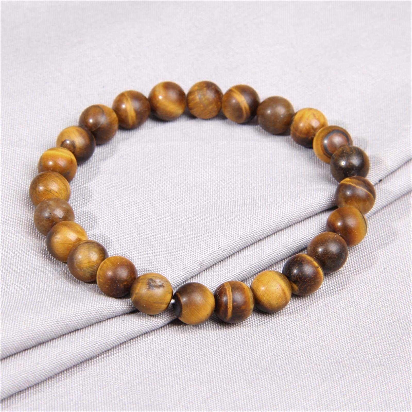 Herren-Armband mit natürlicher Heilenergie, Tigerauge-Armband, polierte 8 mm Lapislazuli-Perlen, elastisches Armband, Damen-Armband,Amethyst-21cm