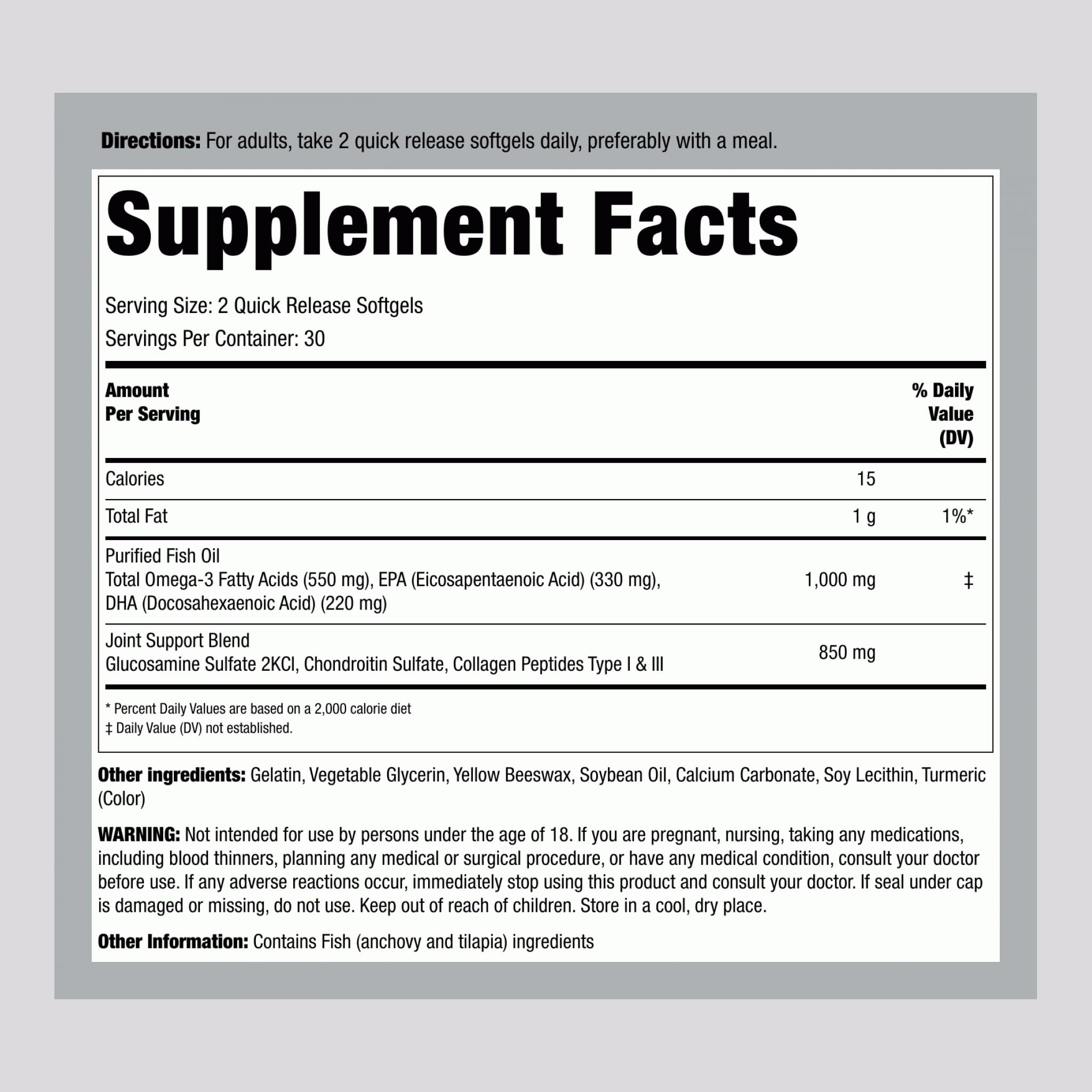 Piping Rock Joint Support Supplement for Women and Men | 60 Softgels — Amazon image 2