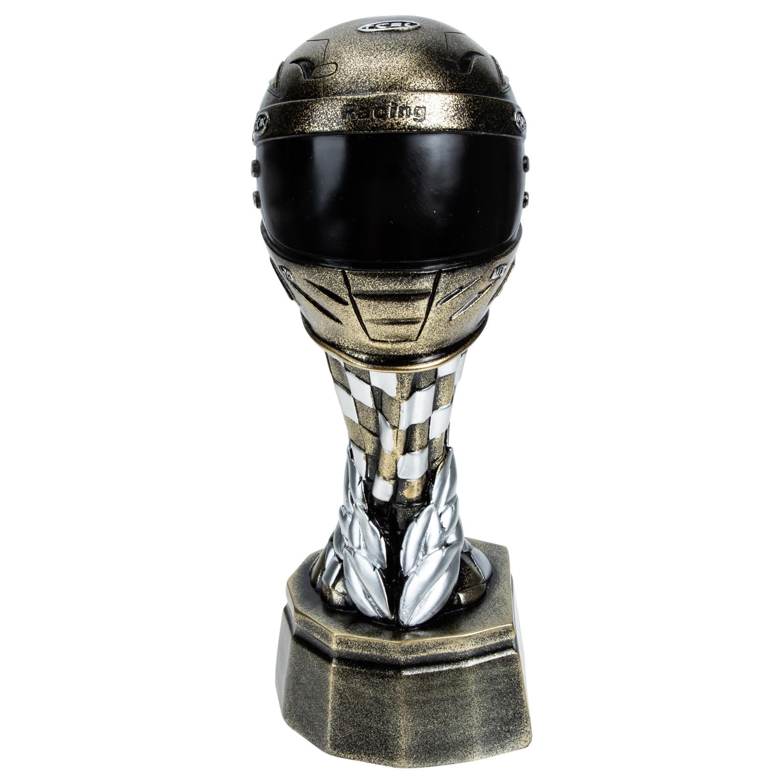 Kichvoe Trofeo y Forma de Casco de Motocicleta de Resina Diseño Creativo y Delicado Resistente Adecuado para Ceremonias y Competencias de Oficina