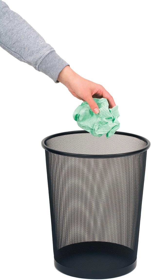 Seville Classics 3-Pack Round Mesh Wastebasket Recycling Bin, 6 Gal, 12" Diameter Top x 14" H, Black : Home & Kitchen
