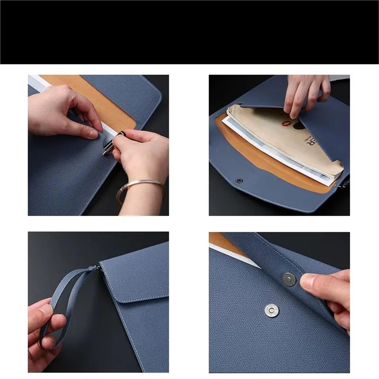 Dokumententasche Aus Leder A4 Leder-Casteras Universitarias, Aktenordner, Portafolios, Portfolio-Dateipaket, Fächermappen(Orange)