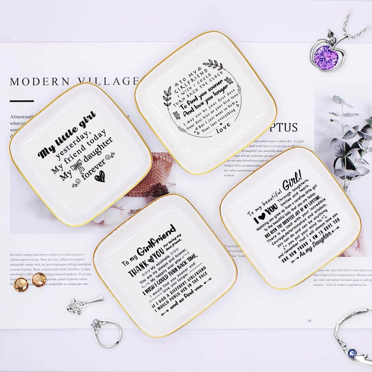 Littlefa To My Daughter Saying Ceramic Ring Dish Decorative Jewelry Tray for Daughter, Unique Daughter Birthday Christmas Meaningful Gifts for Daughter from Mom Dad - To My Beautiful Girl - Image 5