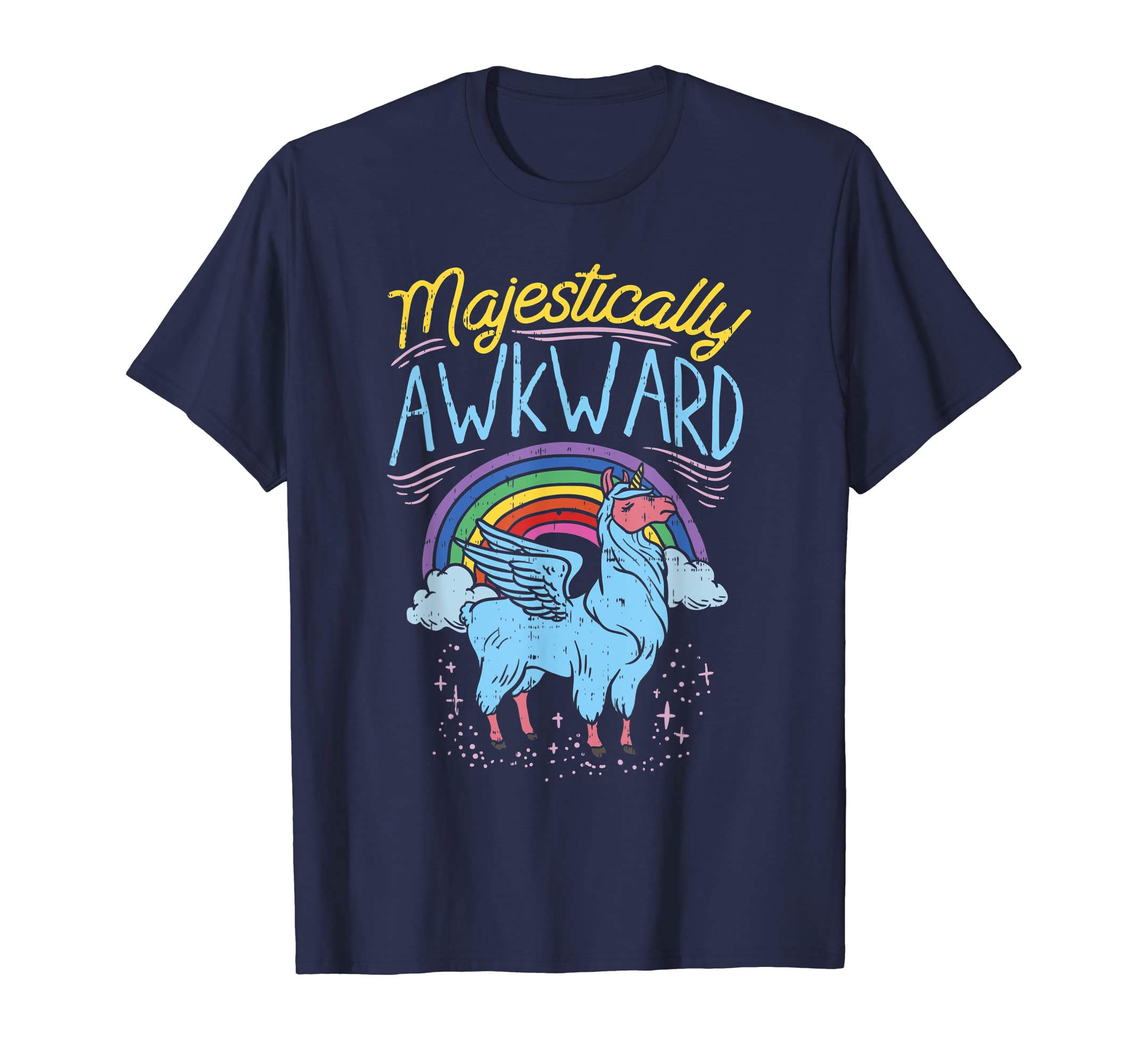 Llama Queen Birthday Party GiftMajestically Awkward Funny Llamacorn Llama Unicorn Rainbow T-Shirt