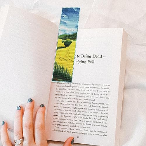 Miniatura 6 de Maydear Juego de 4 marcapáginas de punto de cruz, kit de marcador bordado para niños y adultos principiantes, 18 quilates, 2 hebras de 2.36 pulgadas