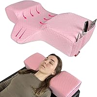 Vista 11 de Almohada de pestañas para extensiones de pestañas - Almohada de cama de espuma viscoelástica curvada, reposacabezas ergonómico con soporte