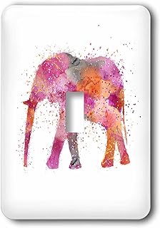 3dRose lsp_264733_1 Colorful Watercolor Elephant Illustration Toggle Switch, Multicolor