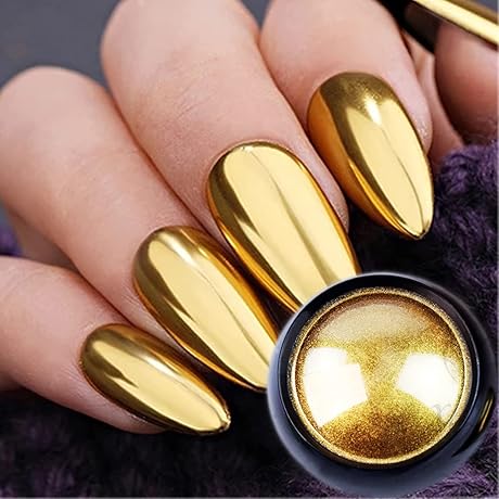 Holographic Mirror Gold Nail Chrome Powder Effect