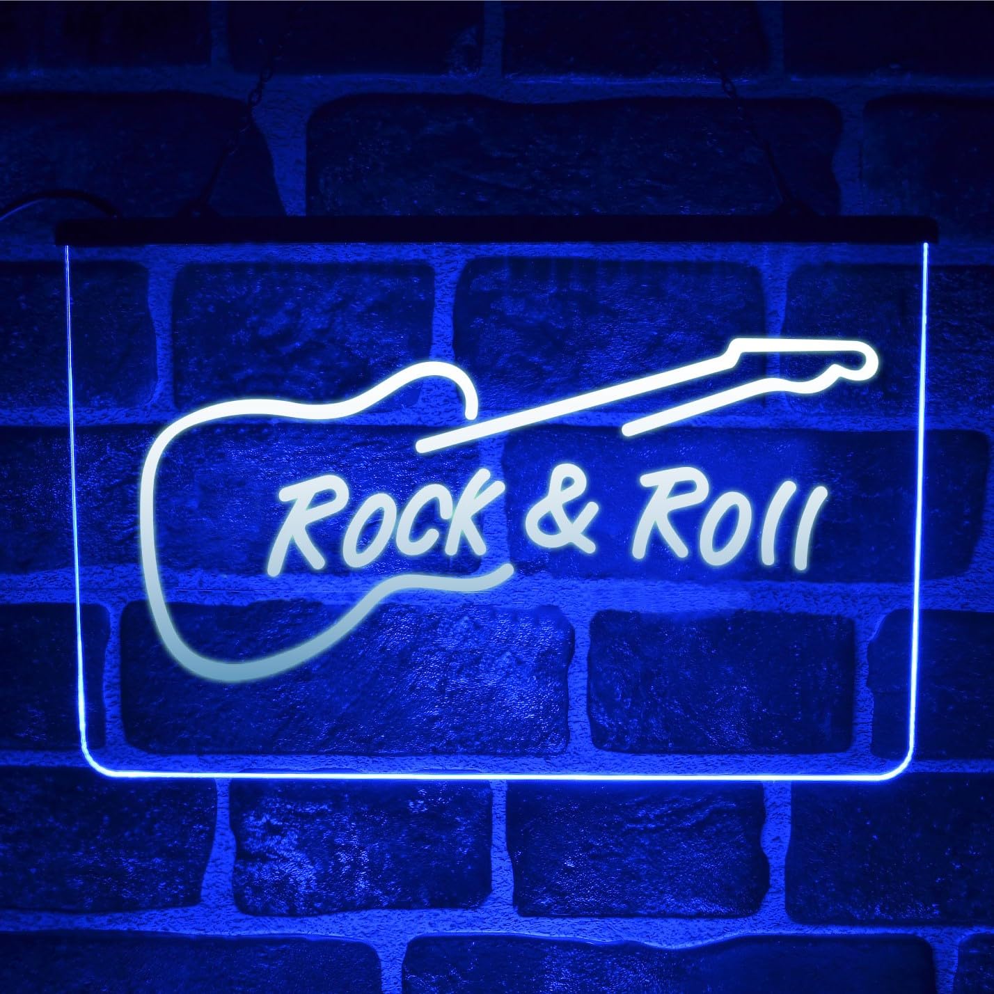 Rock 'N Roll Guitar LED Neon Light Sign | Multicolour Hanging Wall USB Music Room Display — image 1
