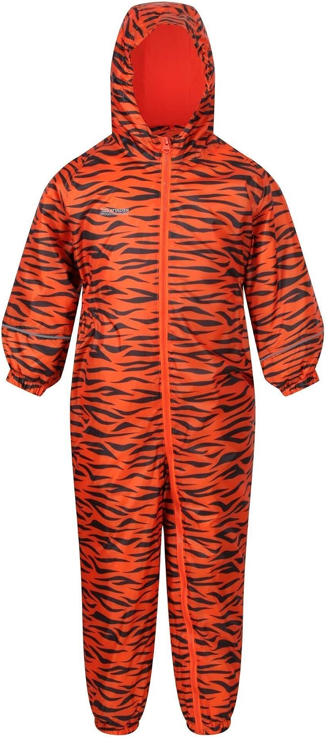 Regatta Childrens/Kids Printed Splat II Hooded Rainsuit (36-48 Months) (Blaze Orange)